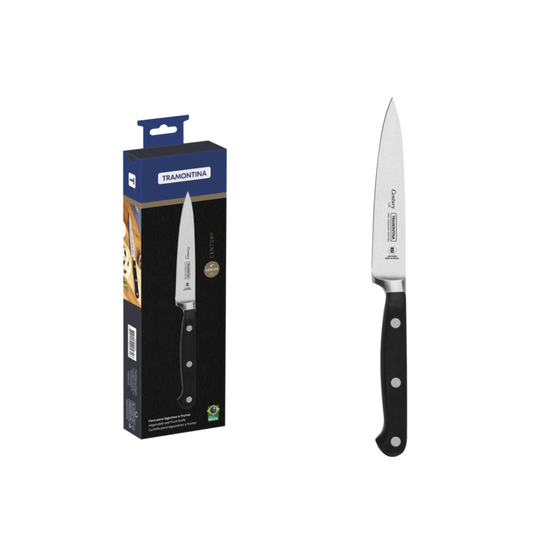 Faca para Legumes e Frutas  Tramontina Century com Lamina em Aço Inox e Cabo de Policarbonato e Fibra de Vidro 4