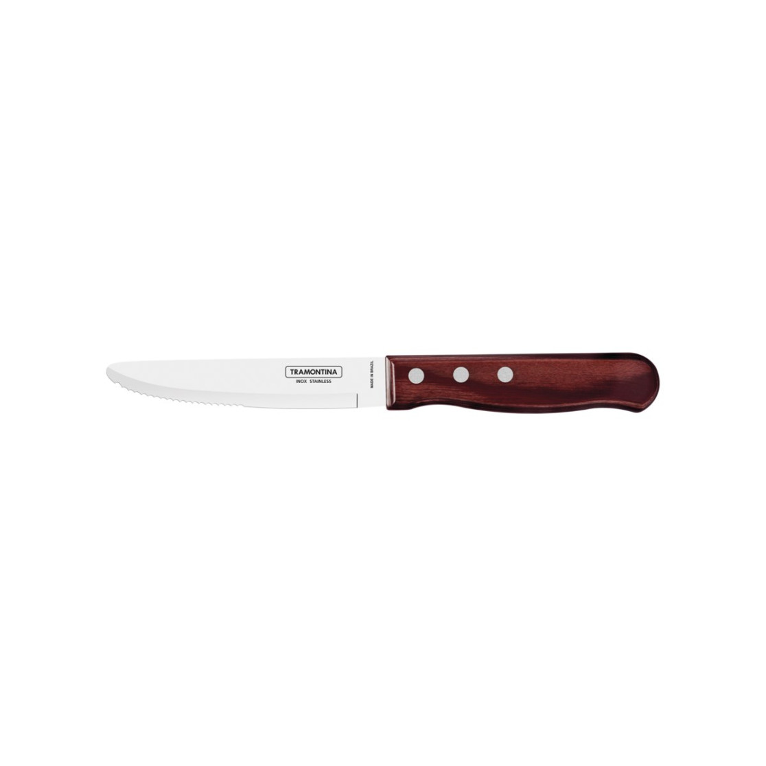 Faca para Churrasco Jumbo Sem Ponta Tramontina com Lamina em Aço Inox  e Cabo em Madeira Polywood Vermelho 5