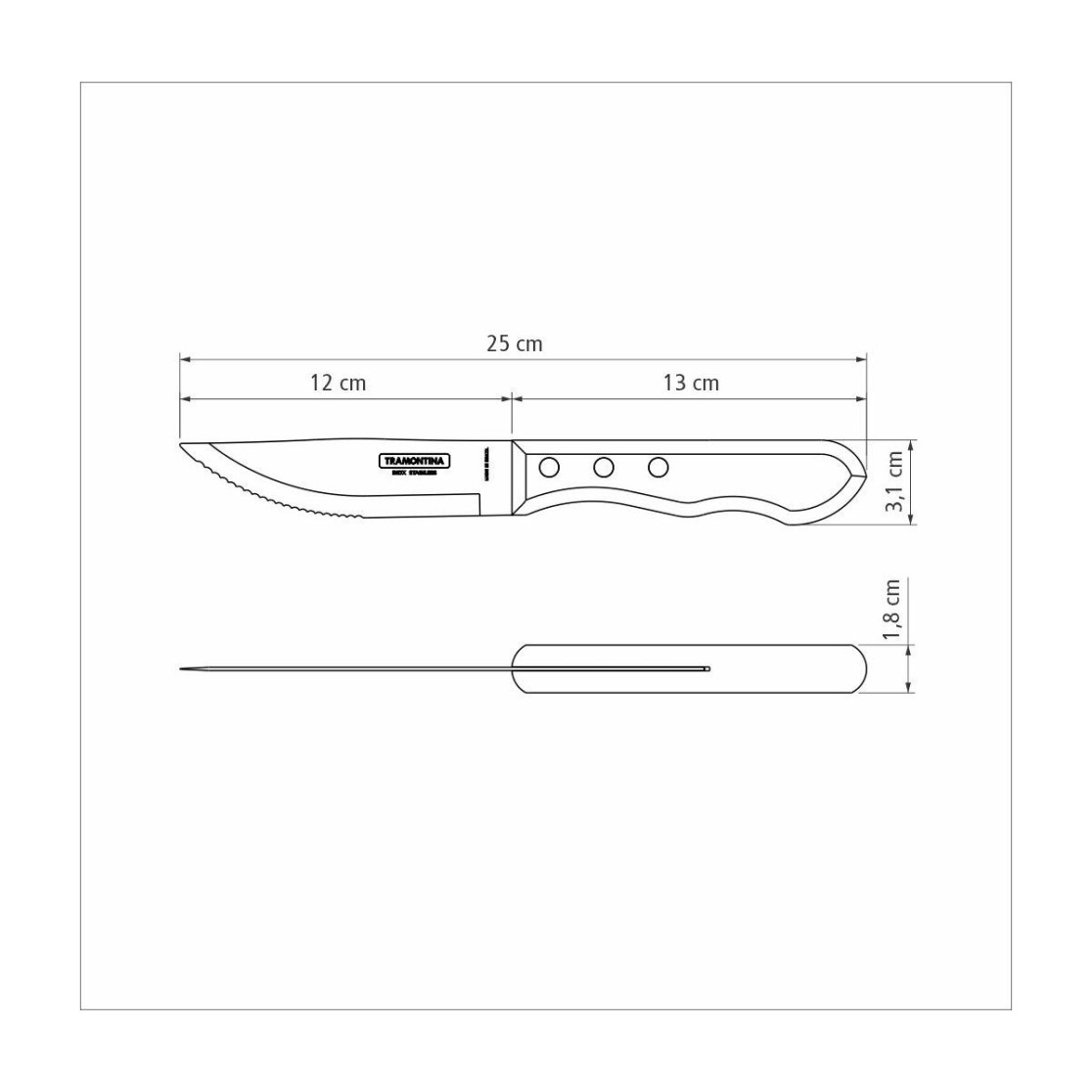 Faca para Churrasco Jumbo Tramontina com Lamina em Aço Inox e Cabo em Madeira Polywood Vermelho 5