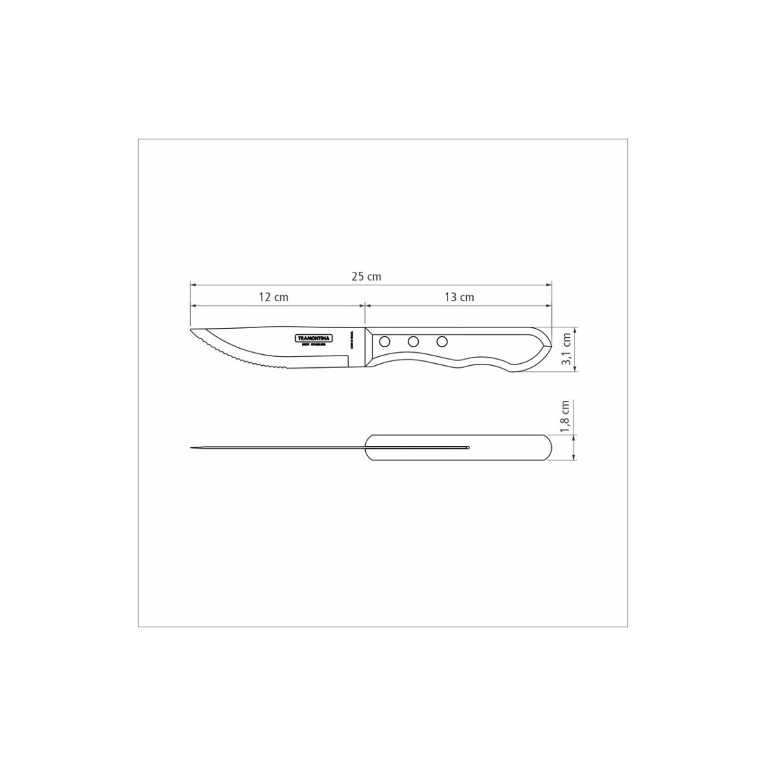 Faca para Churrasco Jumbo Tramontina com Lamina em Aço Inox e Cabo em Madeira Polywood Vermelho 5