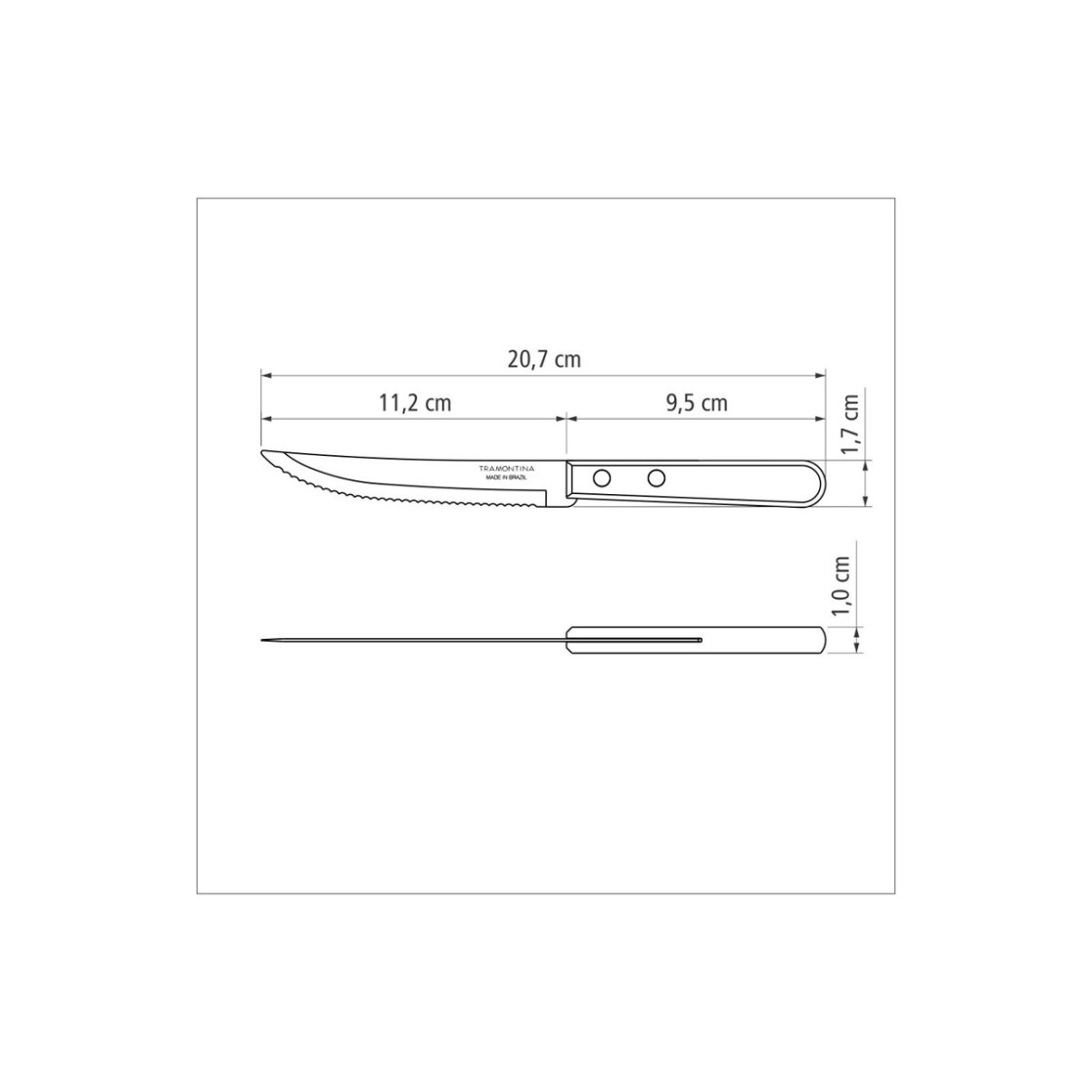 Faca para Churrasco Tramontina Dynamic com Lamina em Aço Inox e Cabo de Madeira Natural 5