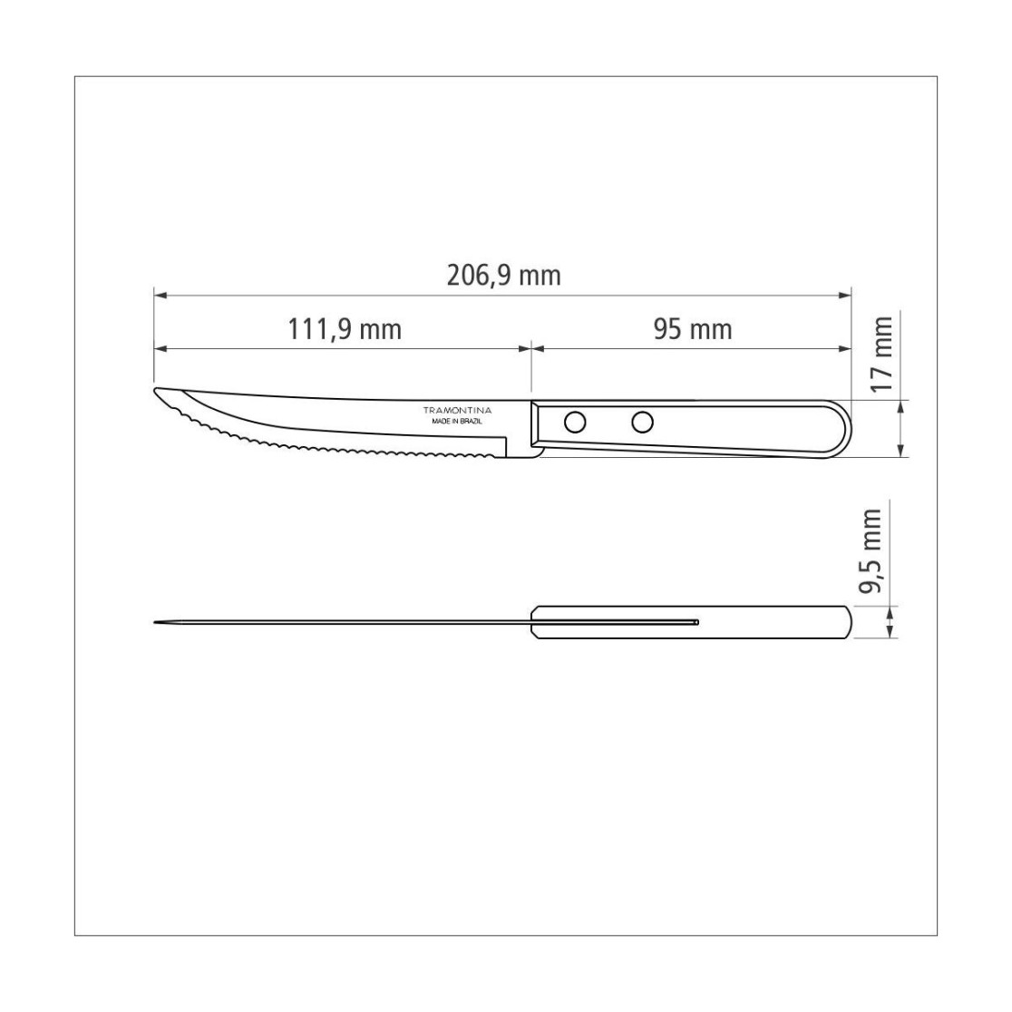 Faca para Churrasco Tramontina Dynamic com Lamina em Aço Inox e Cabo de Madeira Natural 5
