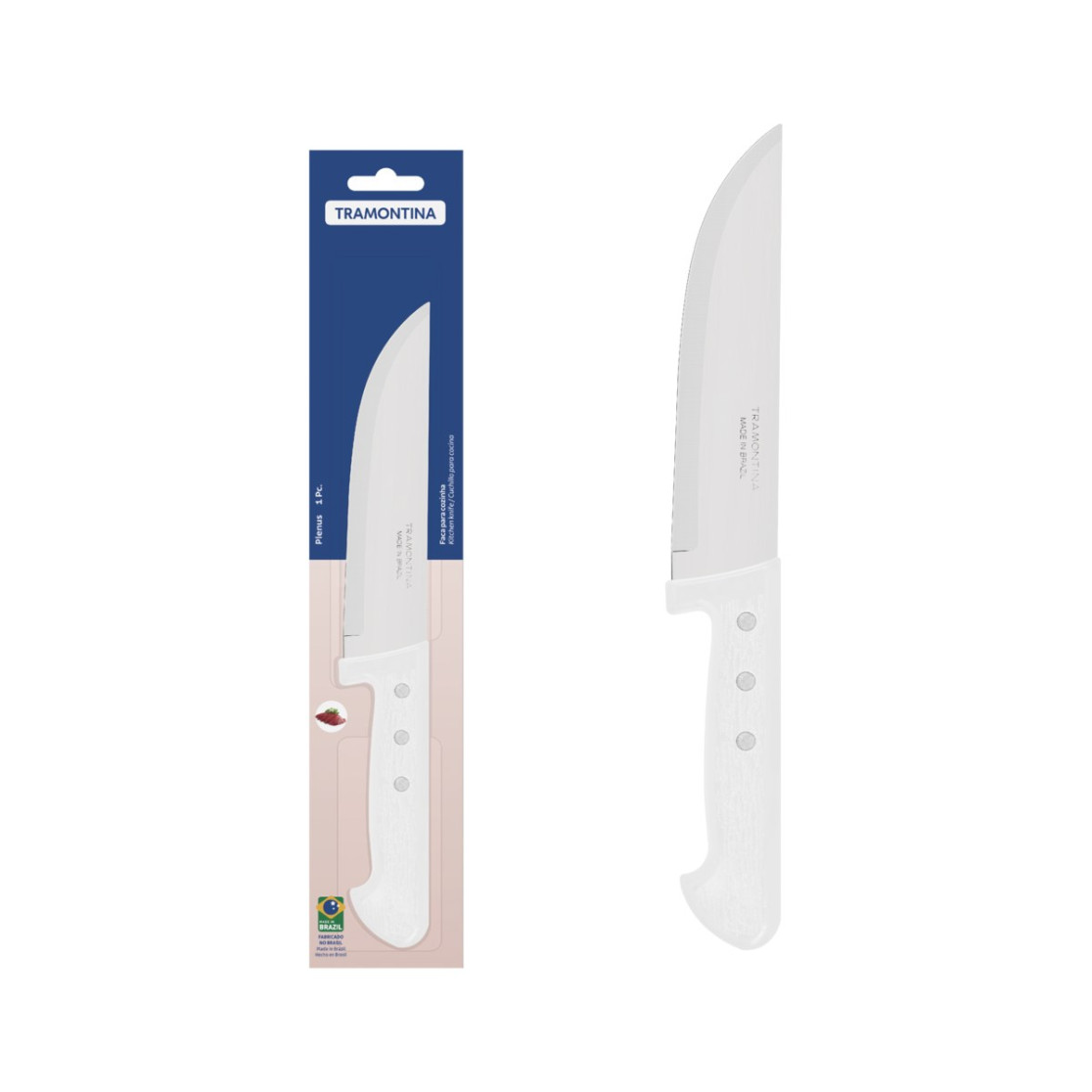 Faca para Cozinha Tramontina Plenus com Lamina em Aço Inox e Cabo de Polipropileno Branco 6