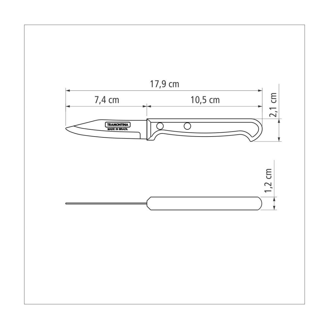 Faca para Legumes e Frutas Tramontina Ultracorte com Lamina em Aço Inox e Cabo de Polipropileno Preto 3