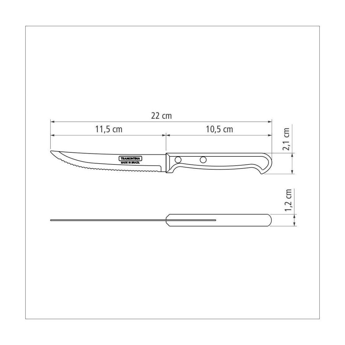 Faca para Churrasco e Frutas Tramontina Ultracorte com Lamina em Aço Inox e Cabo de Polipropileno Preto 5