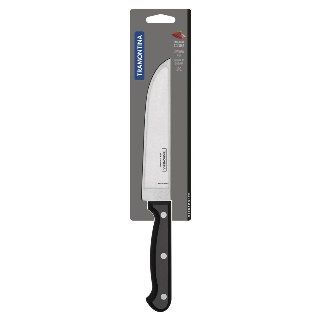 Faca para Cozinha Tramontina Ultracorte com Lamina em Aço Inox e Cabo de Polipropileno Preto 6"
