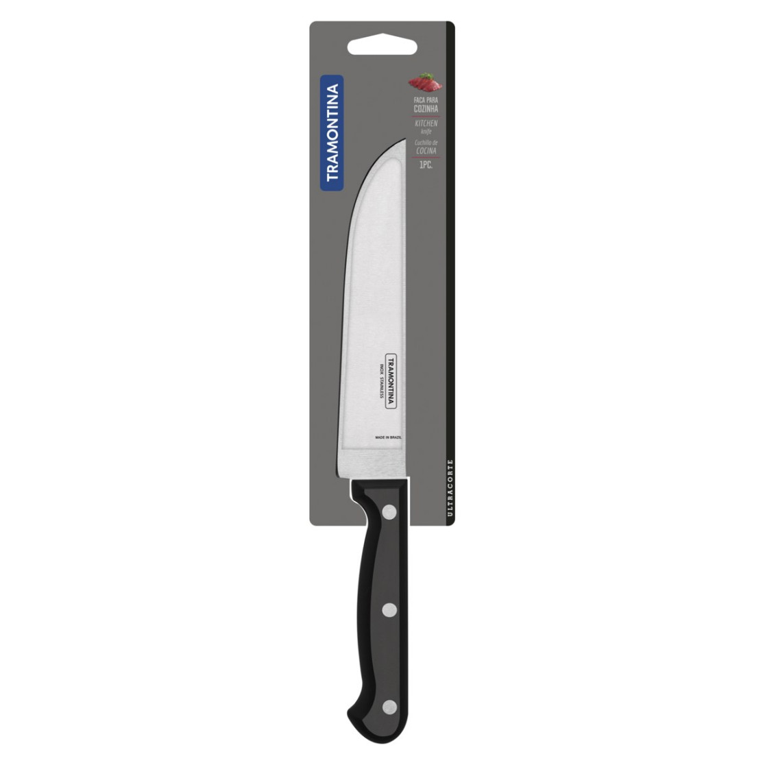 Faca para Cozinha Tramontina Ultracorte com Lamina em Aço Inox e Cabo de Polipropileno Preto 6