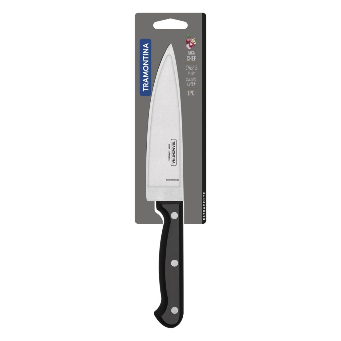 Faca Chef Tramontina Ultracorte com Lâmina em Aço Inox e Cabo de Polipropileno Preto 6"
