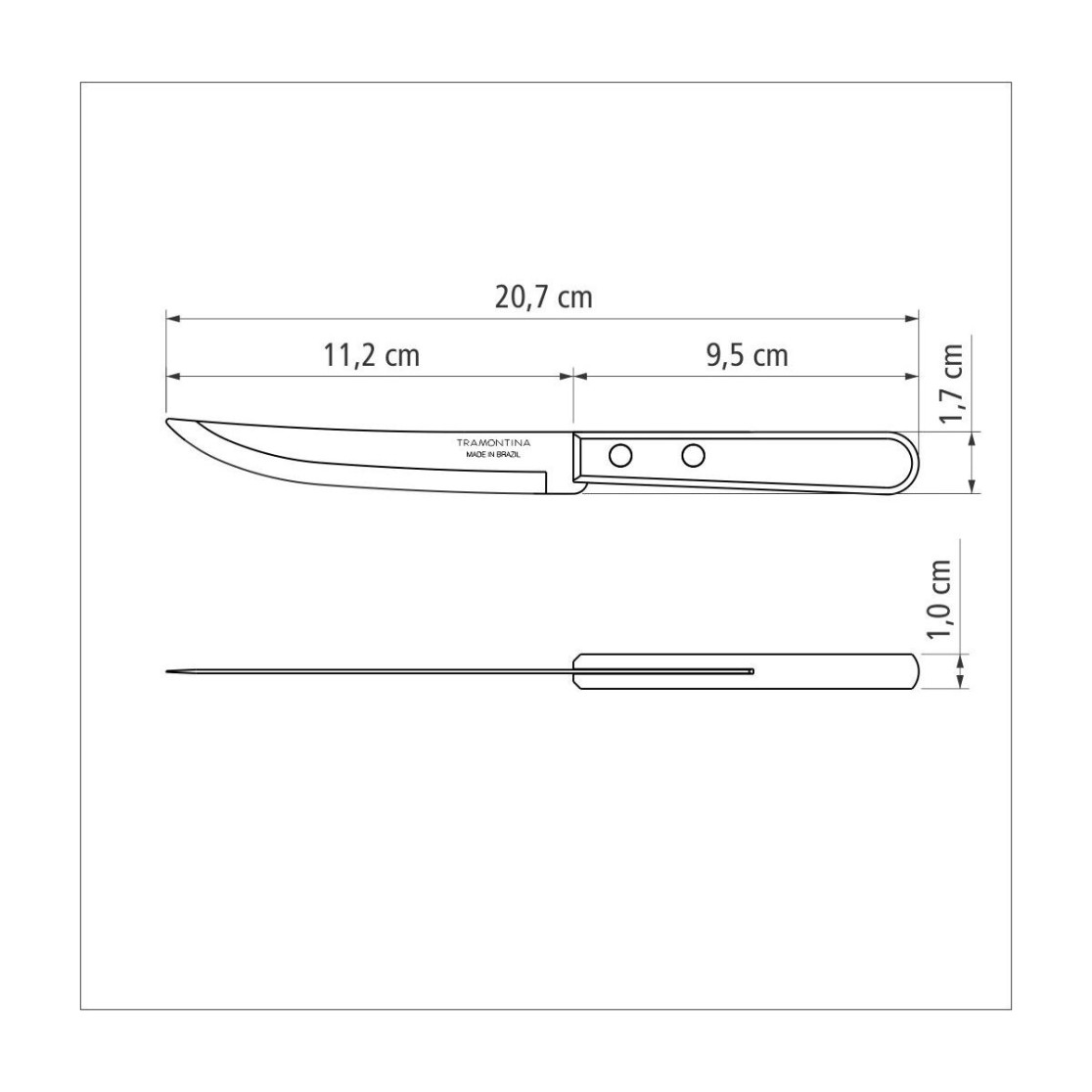 Faca para Churrasco Tramontina Dynamic com Lamina em Aço Inox com Fio Liso e Cabo de Madeira Natural 5"
