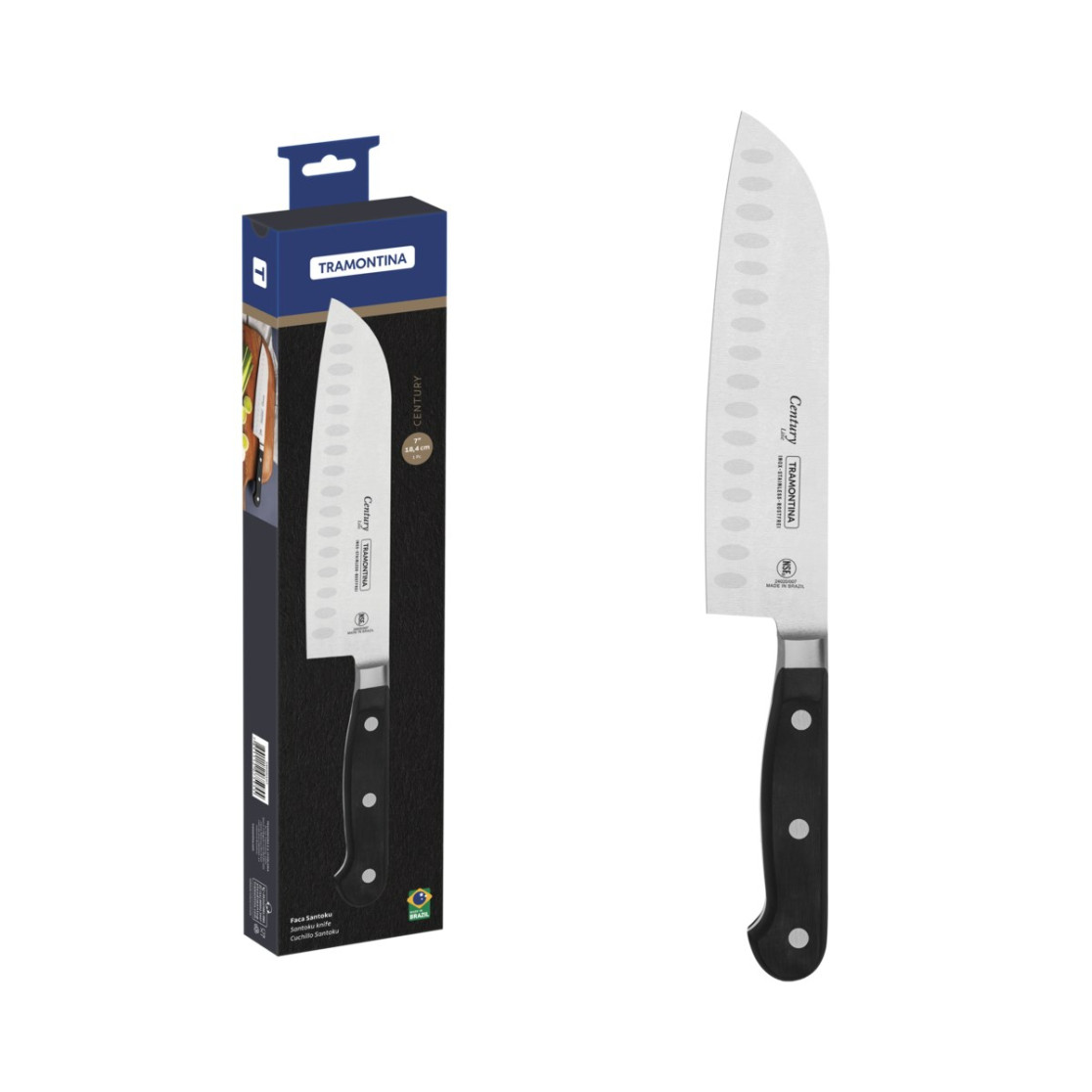 Faca Santoku Tramontina Century com Lamina em Aço Inox e Cabo Policarbonato com Fibra de Vidro 7