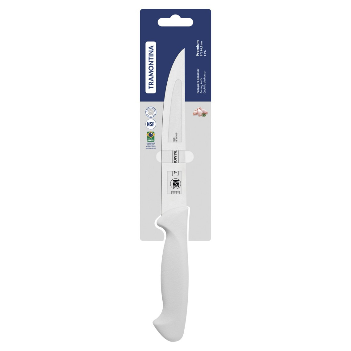 Faca para Desossar Tramontina Premium com Lamina em Aço Inox e Cabo de Polipropileno Branco 6