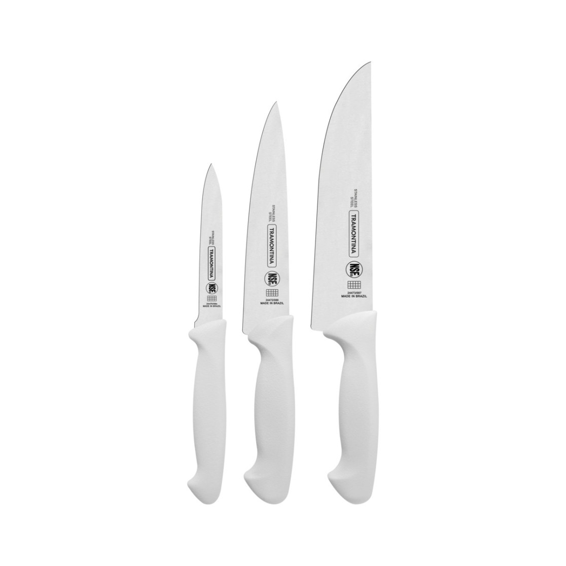 Jogo de Facas Tramontina Premium com Laminas em Aço Inox e Cabos de Polipropileno Branco 3 Peças
