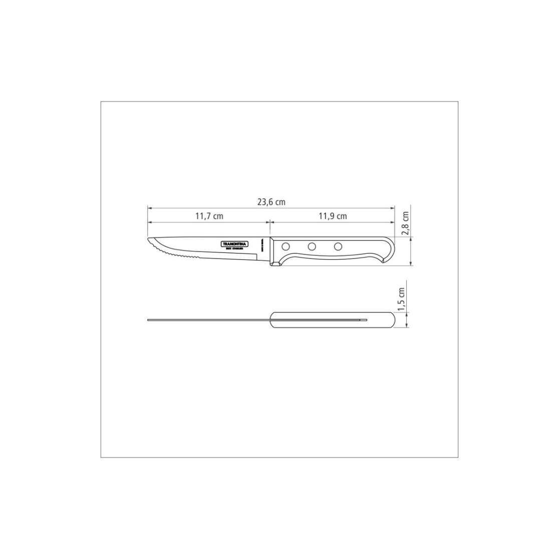 Faca para Churrasco Jumbo Tramontina com Lâmina de Aço Inox e Cabo de Madeira Polywood Vermelho 5