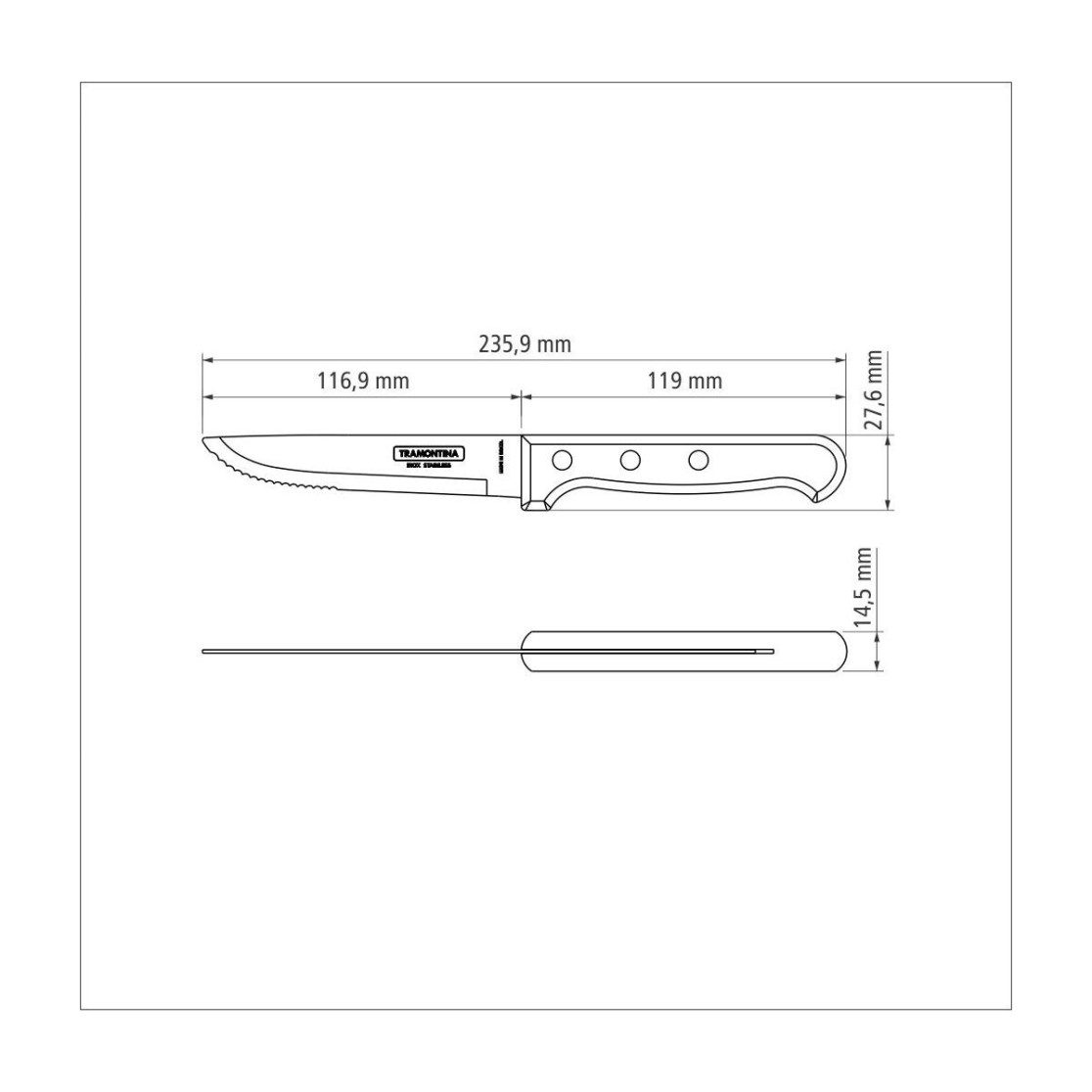 Faca para Churrasco Jumbo Tramontina com Lâmina de Aço Inox e Cabo de Madeira Polywood Vermelho 5