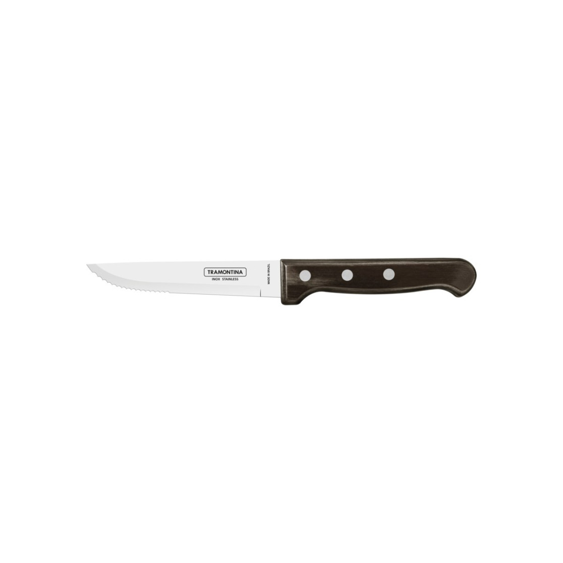Faca para Churrasco Jumbo Tramontina com Lâmina de Aço Inox e Cabo de Madeira Tratada Polywood Castanho 5