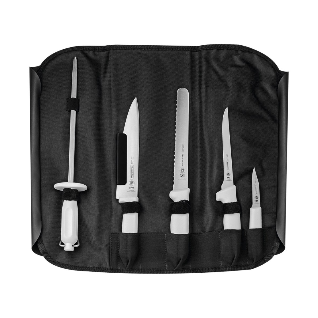 Kit para Chefs com Facas Tramontina Profissional com Laminas em Aço Inox e Cabos de Polipropileno Branco 6 Peças