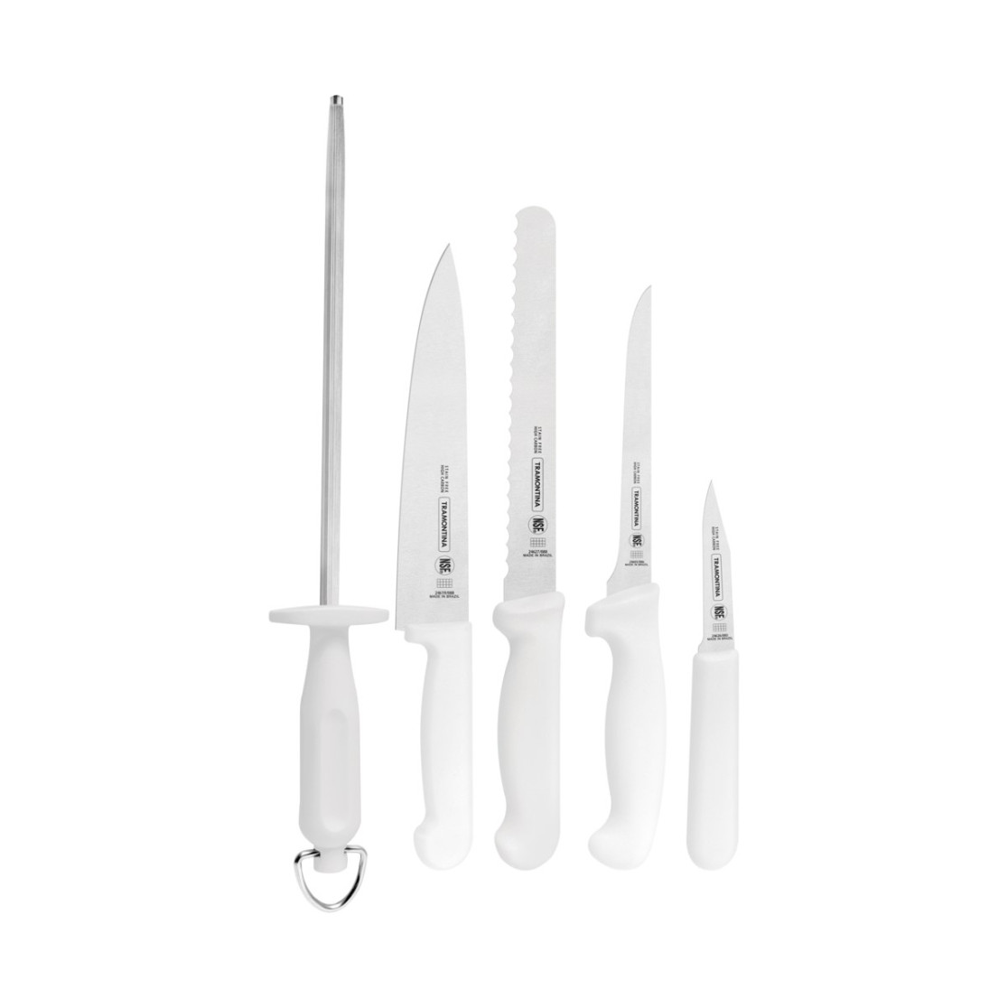 Kit para Chefs com Facas Tramontina Profissional com Laminas em Aço Inox e Cabos de Polipropileno Branco 6 Peças