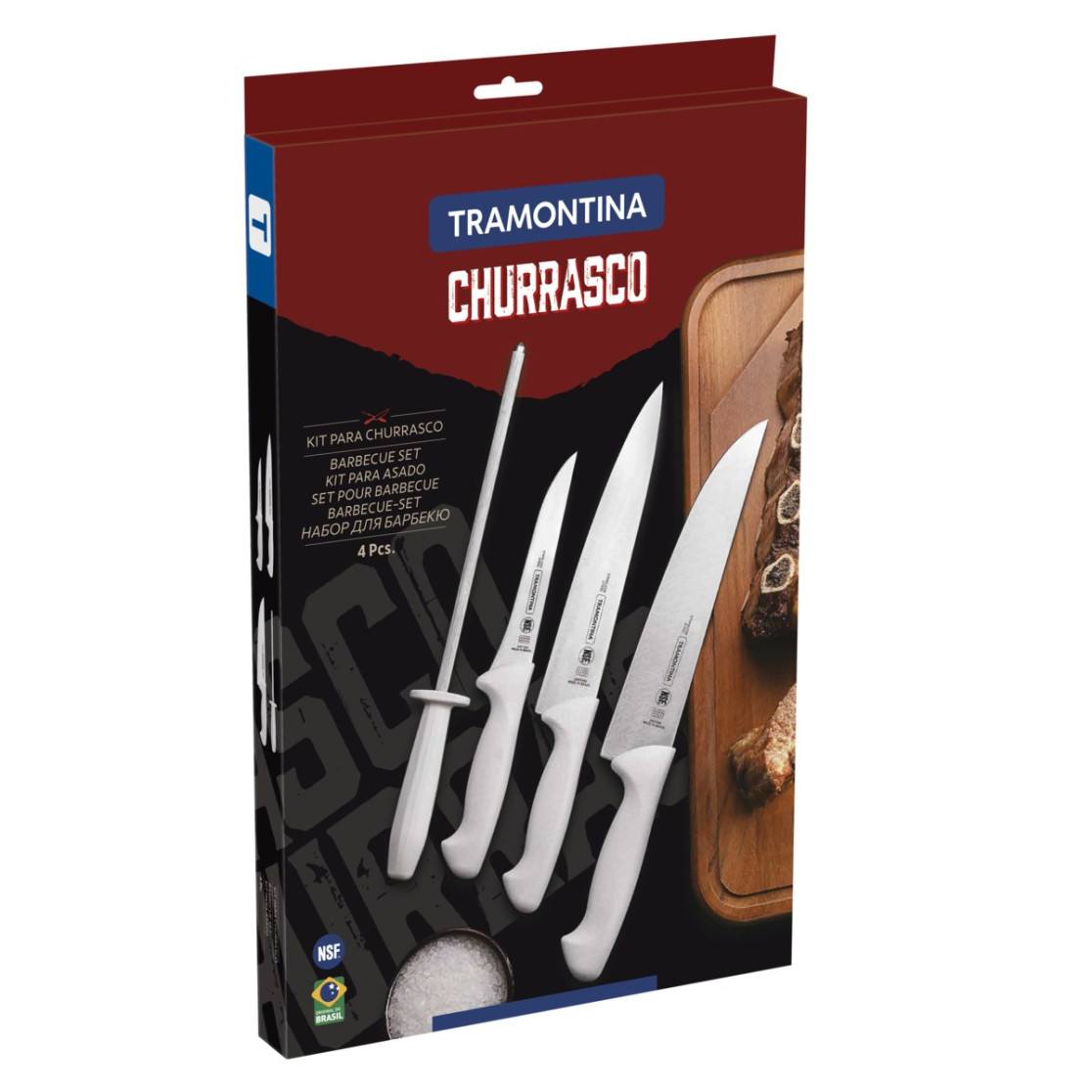 Jogo de Facas para Churrasco Tramontina em Aço Inox com Cabo Polipropileno 4 Peças