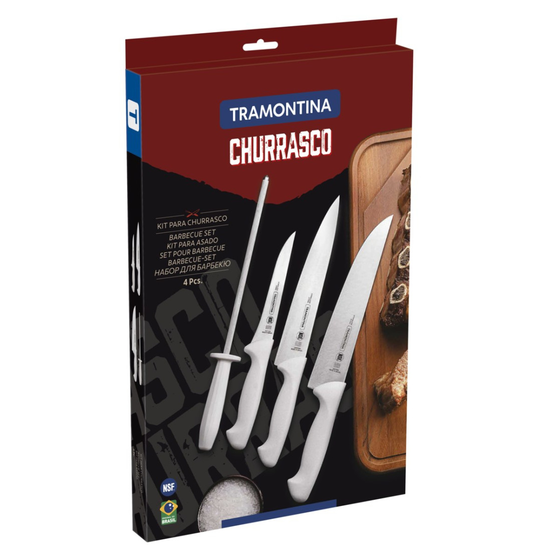 Jogo de Facas para Churrasco Tramontina em Aço Inox com Cabo Polipropileno 4 Peças