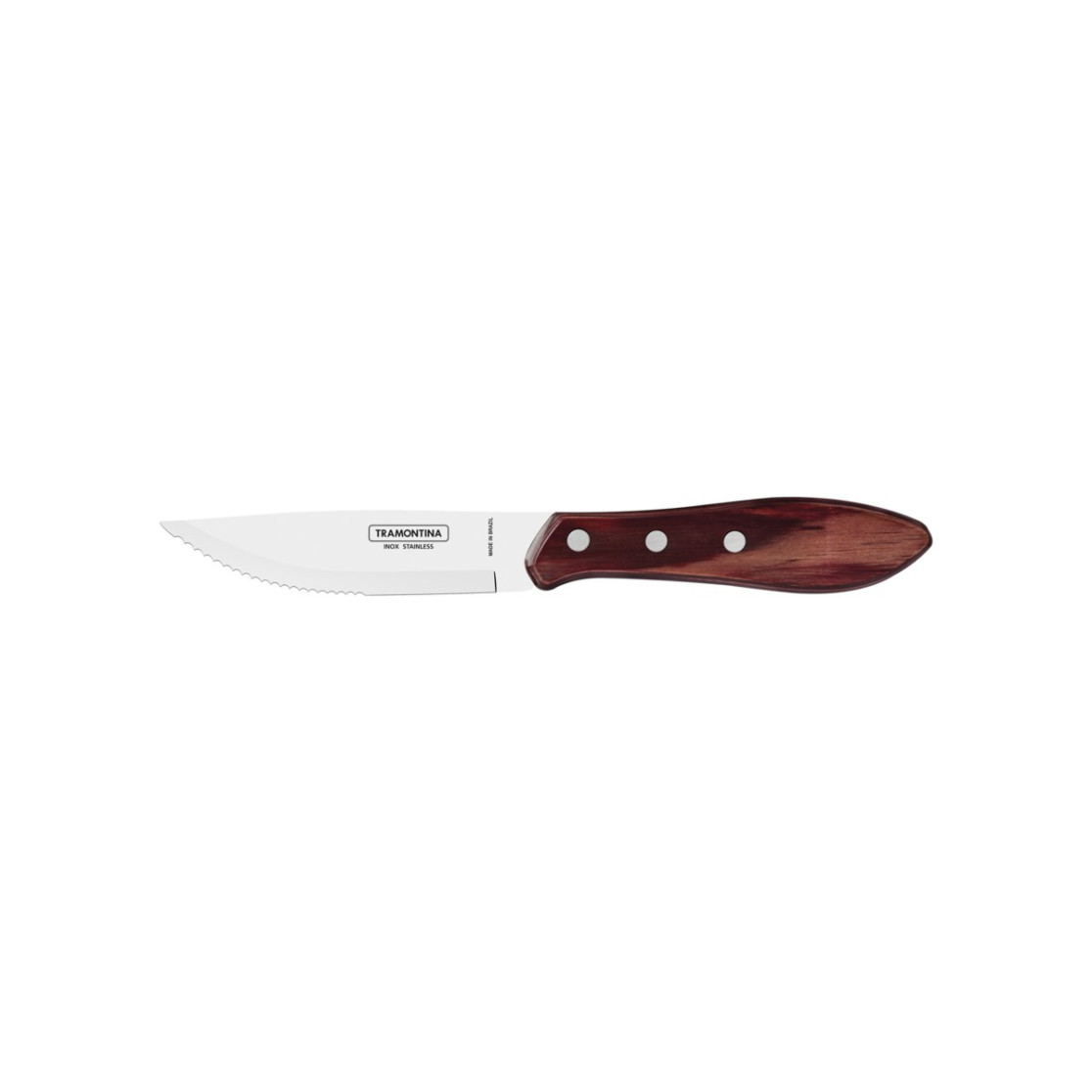 Faca para Churrasco Jumbo Tramontina com Lamina em Aço Inox e Cabo de Madeira Polywood Vermelho 5"