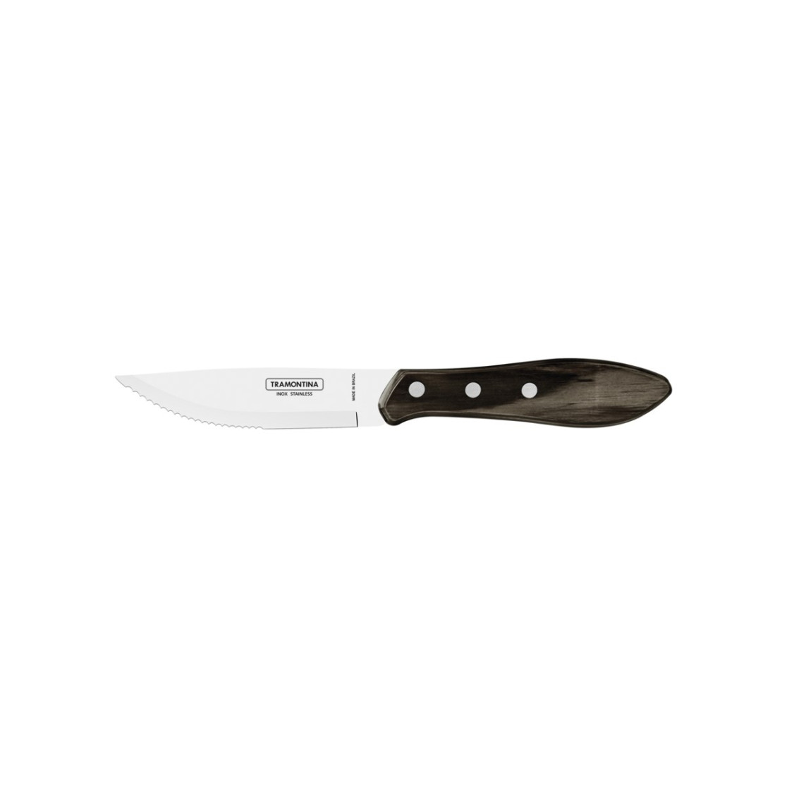 Faca para Churrasco Jumbo Tramontina com Lamina em Aço Inox e Cabo de Madeira Polywood Castanho 5"