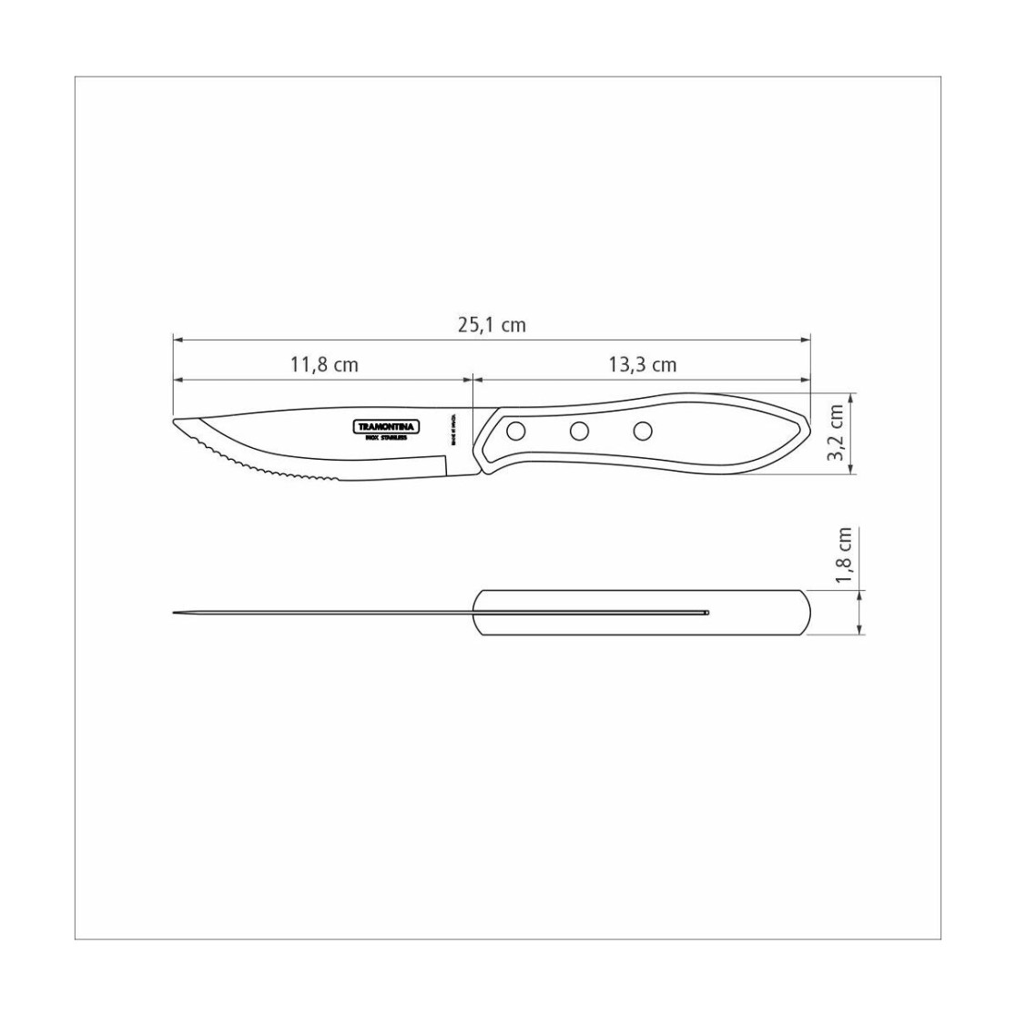 Faca para Churrasco Jumbo Tramontina com Lamina em Aço Inox e Cabo de Madeira Polywood Castanho 5