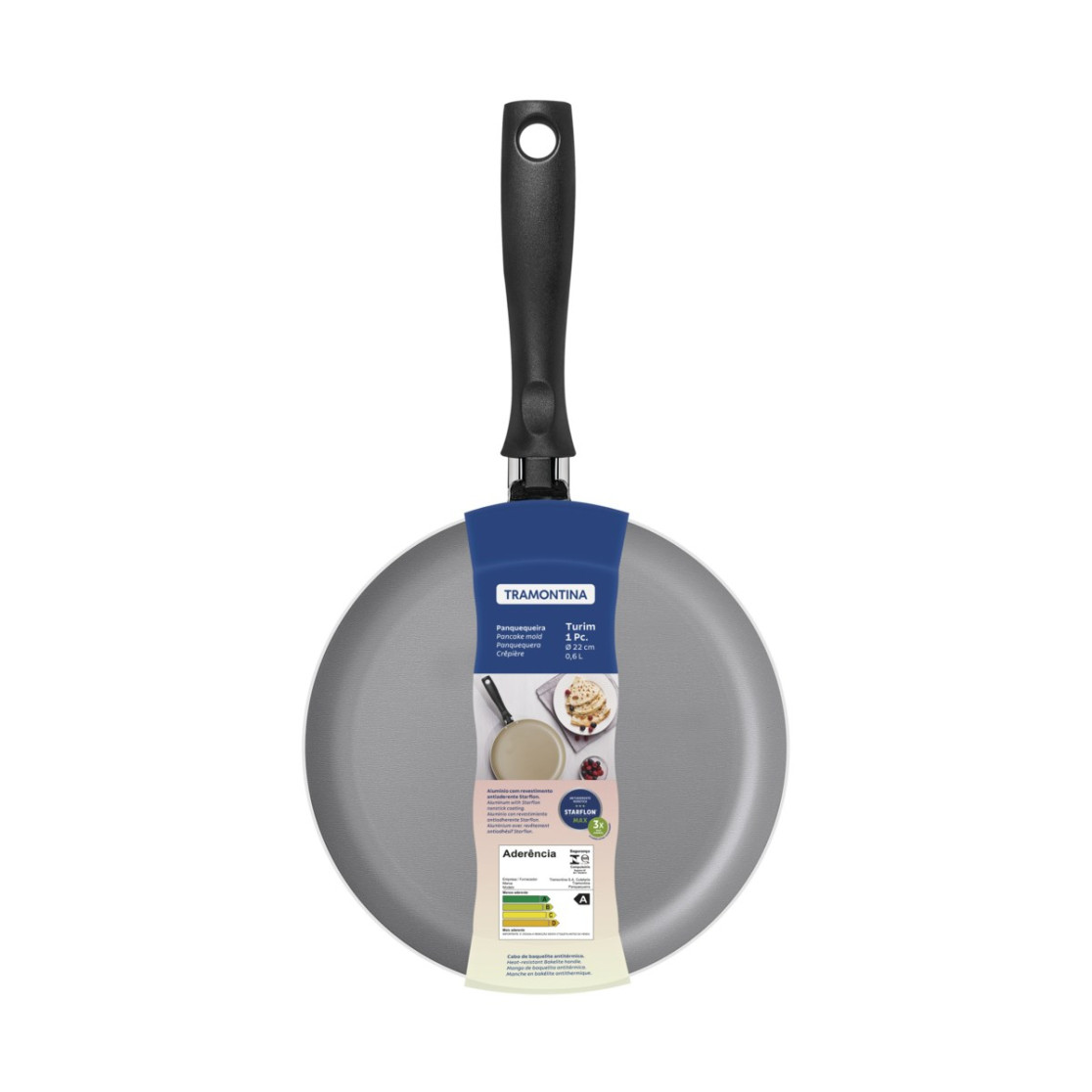 Panquequeira Tramontina Turim em Aluminio com Revestimento Interno e Externo em Antiaderente Starflon Max Chumbo 22 cm 0