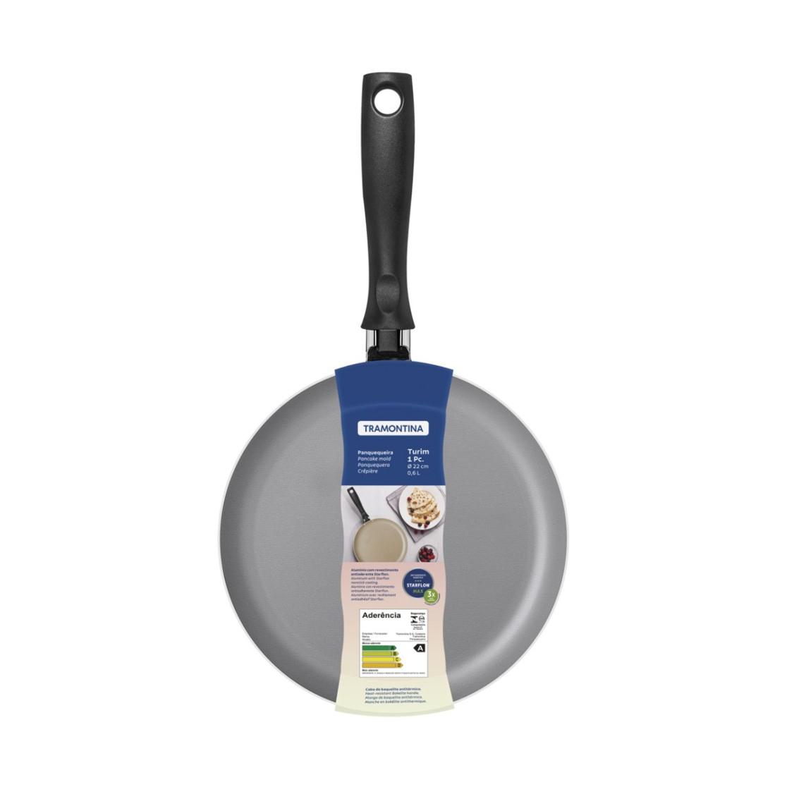 Panquequeira Tramontina Turim em Aluminio com Revestimento Interno e Externo em Antiaderente Starflon Max Chumbo 22 cm 0