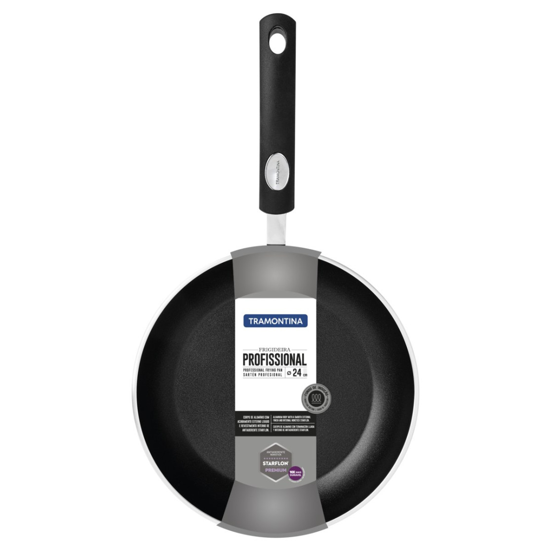 Frigideira Tramontina Profissional em Aluminio Acabamento Lixado E Revestimento Interno Antiaderente Starflon T3 24 cm 1
