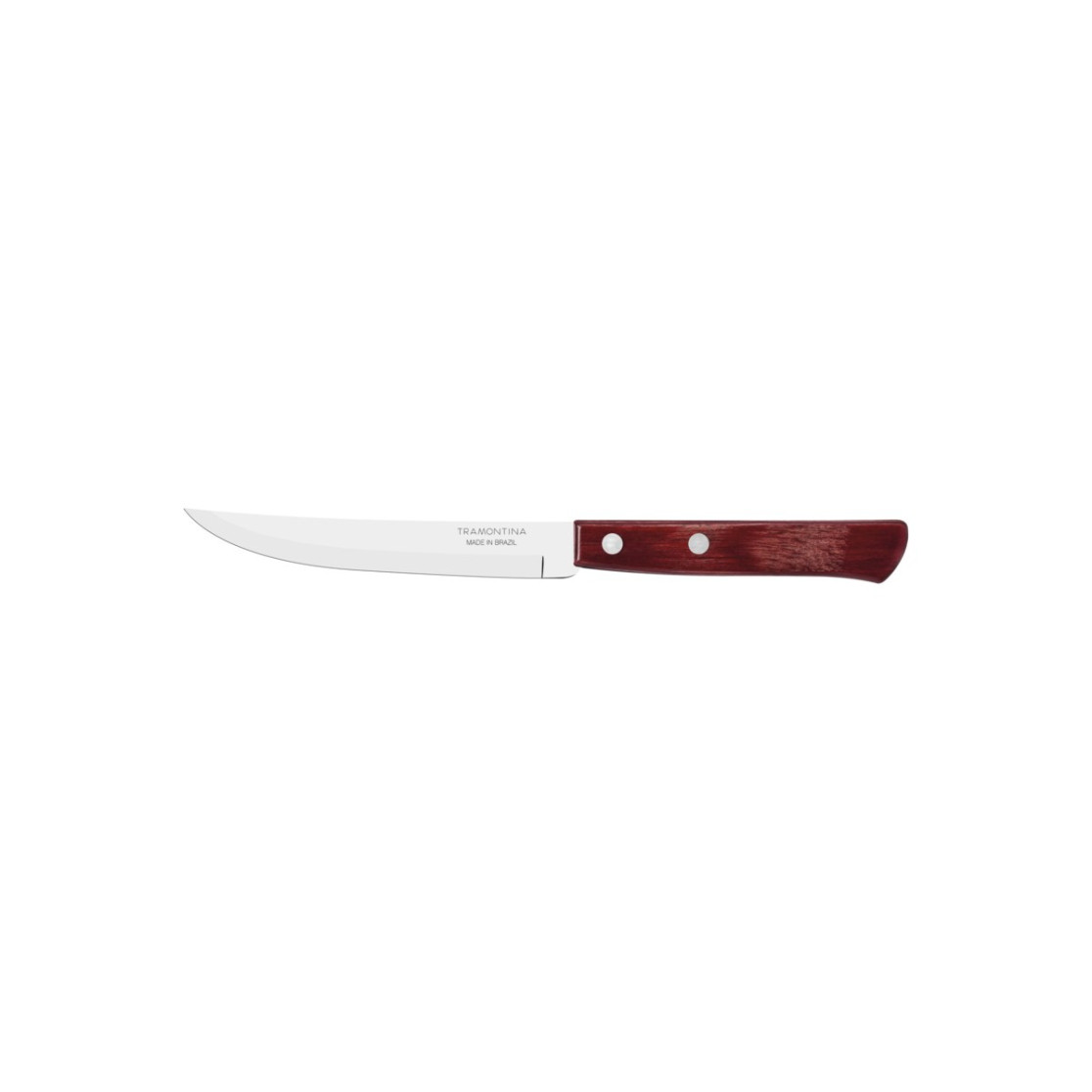 Faca para Churrasco Tramontina com Lâmina em Aço com Fio Liso e Cabo de Madeira Tratada Polywood Vermelho 5 polegada