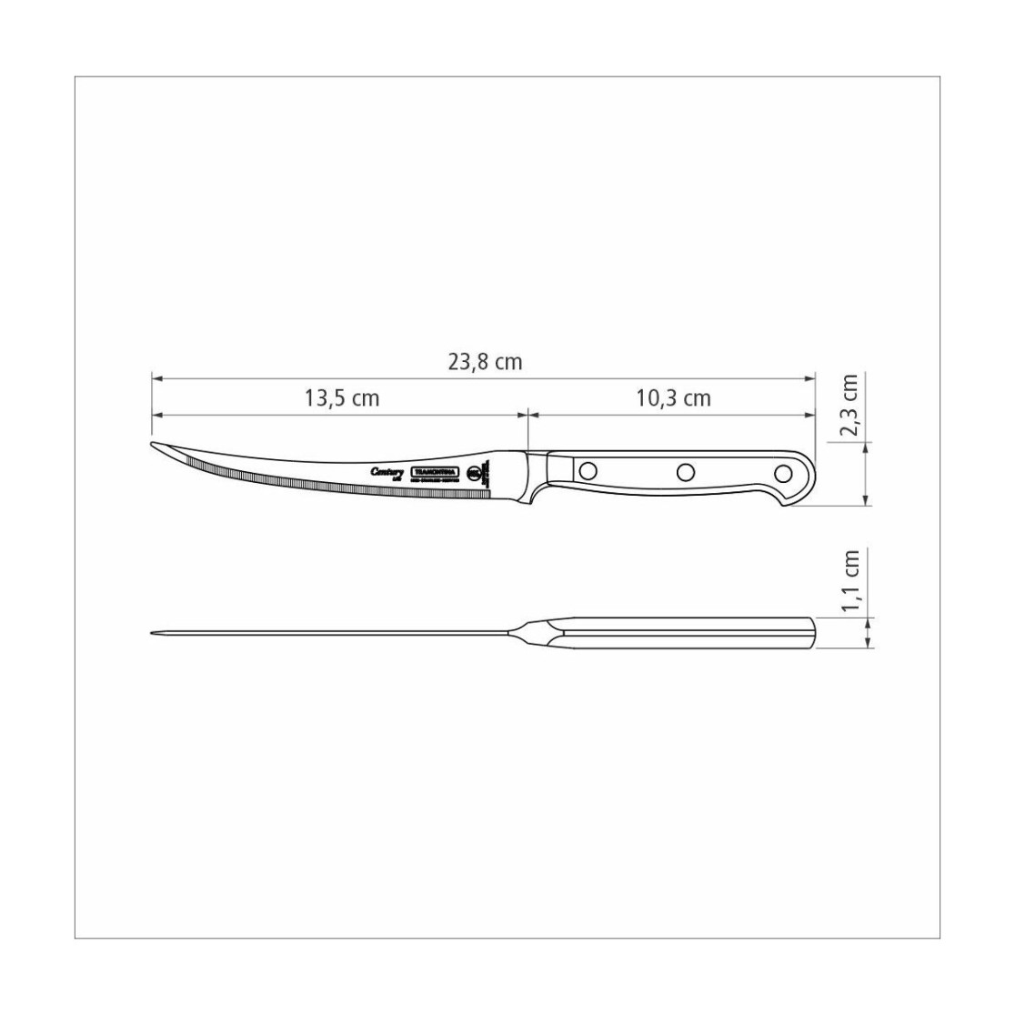 Faca para Tomate Tramontina Century com Lamina em Aço Inox e Cabo de Policarbonato com  Fibra de Vidro Preto 5