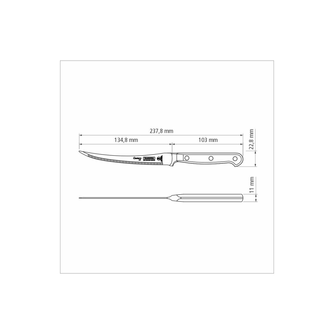 Faca para Tomate Tramontina Century com Lamina em Aço Inox e Cabo de Policarbonato com  Fibra de Vidro Preto 5