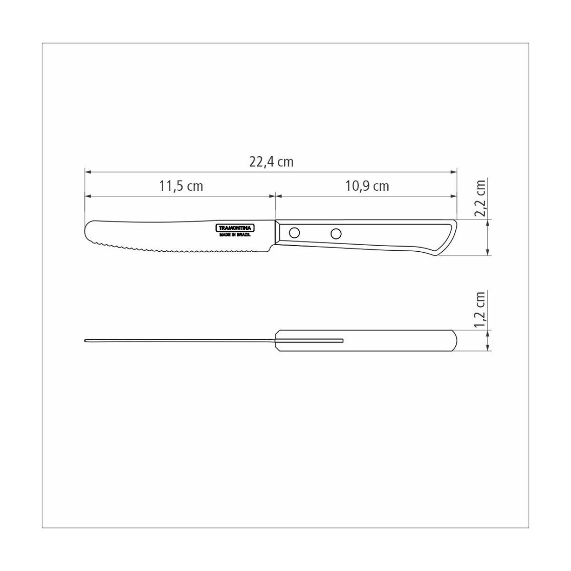 Faca Multiuso Tramontina com Lamina em Aço Inox e Cabo em Madeira Tratada Polywood Castanho 5 polegada