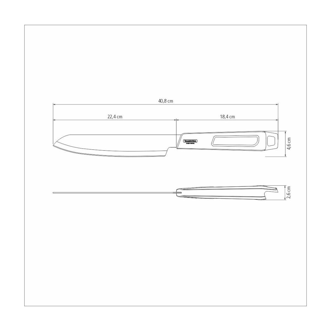 Faca Trinchante Tramontina Churrasco Black com Lamina em Aço Inox e Cabo de Polipropileno Preto 8 polegada
