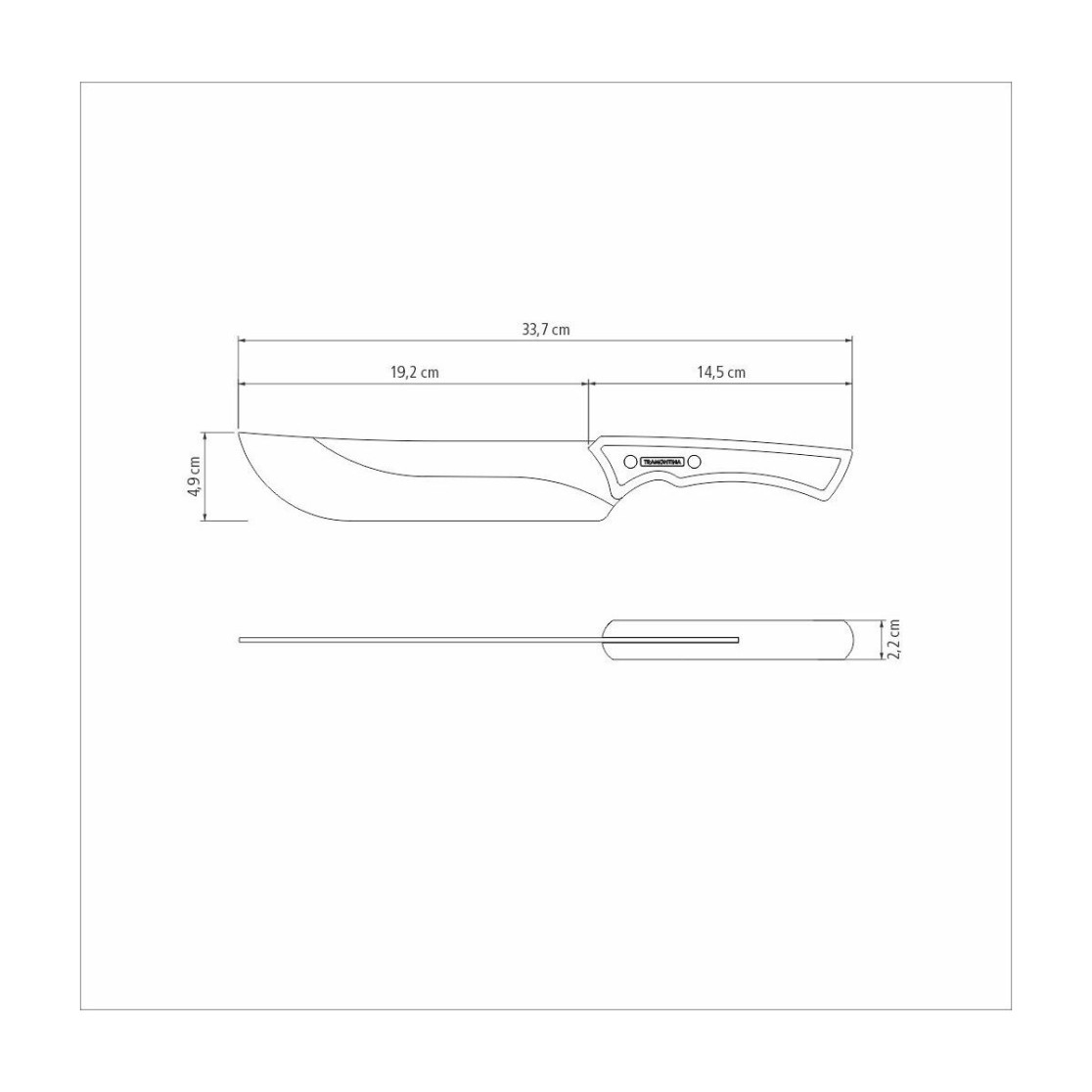 Faca para Carne Tramontina Churrasco Black com Lamina em Aço Inox Escurecido e Cabo de Madeira 8 polegada