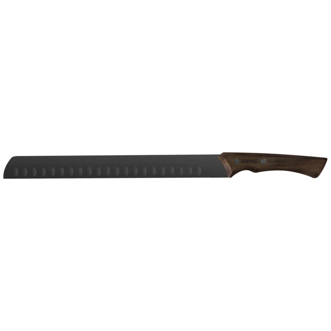 Faca para Fatiar Tramontina Churrasco Black com Lamina em Aço Inox Escurecido e Cabo de Madeira 12 polegada