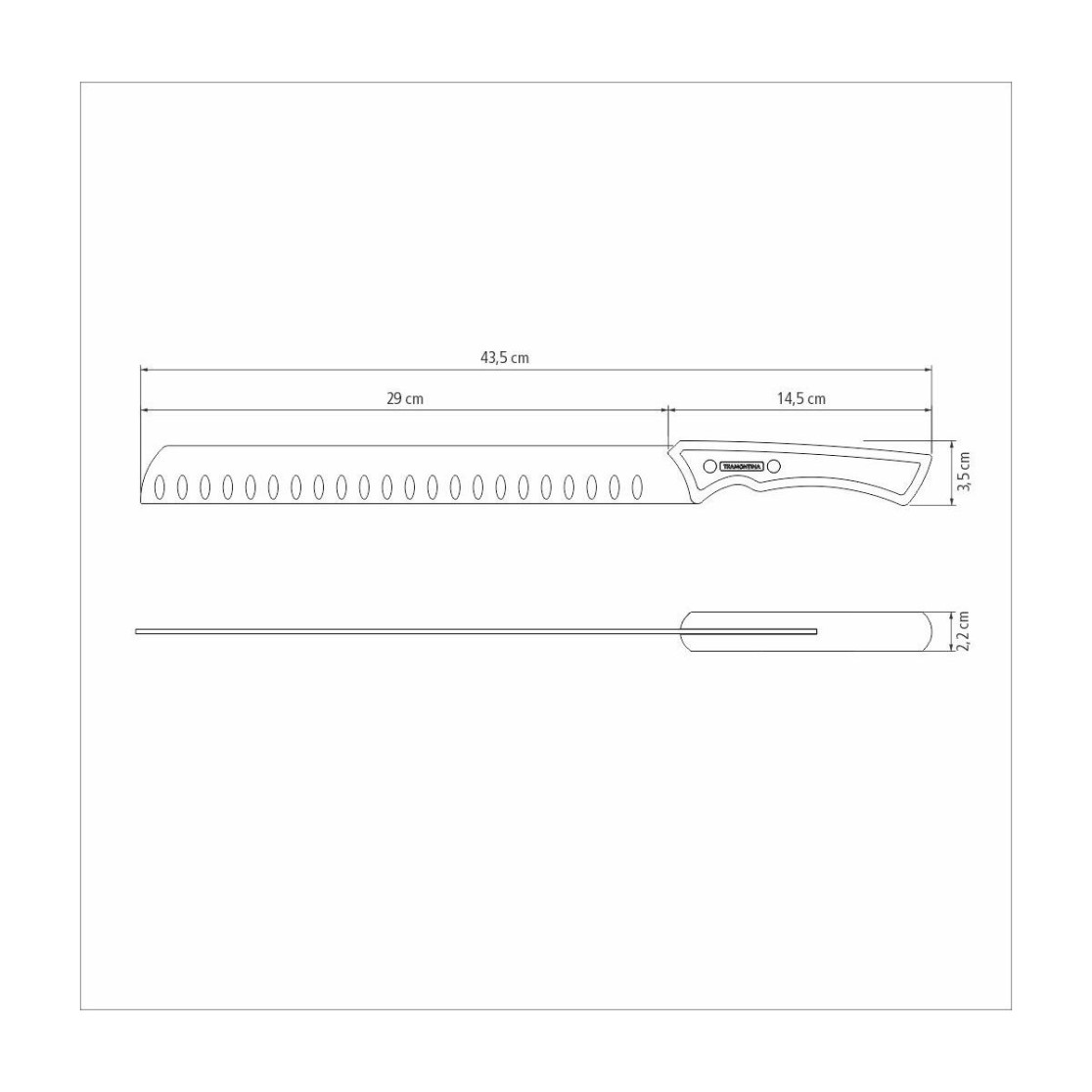 Faca para Fatiar Tramontina Churrasco Black com Lamina em Aço Inox Escurecido e Cabo de Madeira 12 polegada