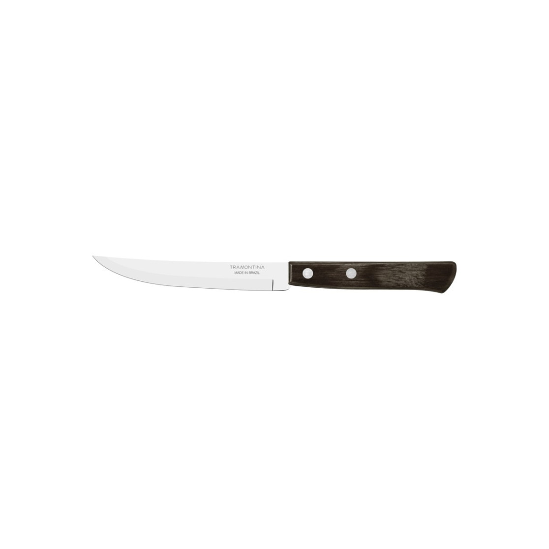 Faca para Churrasco Tramontina com Lâmina em Aço com Fio Liso e Cabo de Madeira Tratada Polywood Castanho 5 polegada