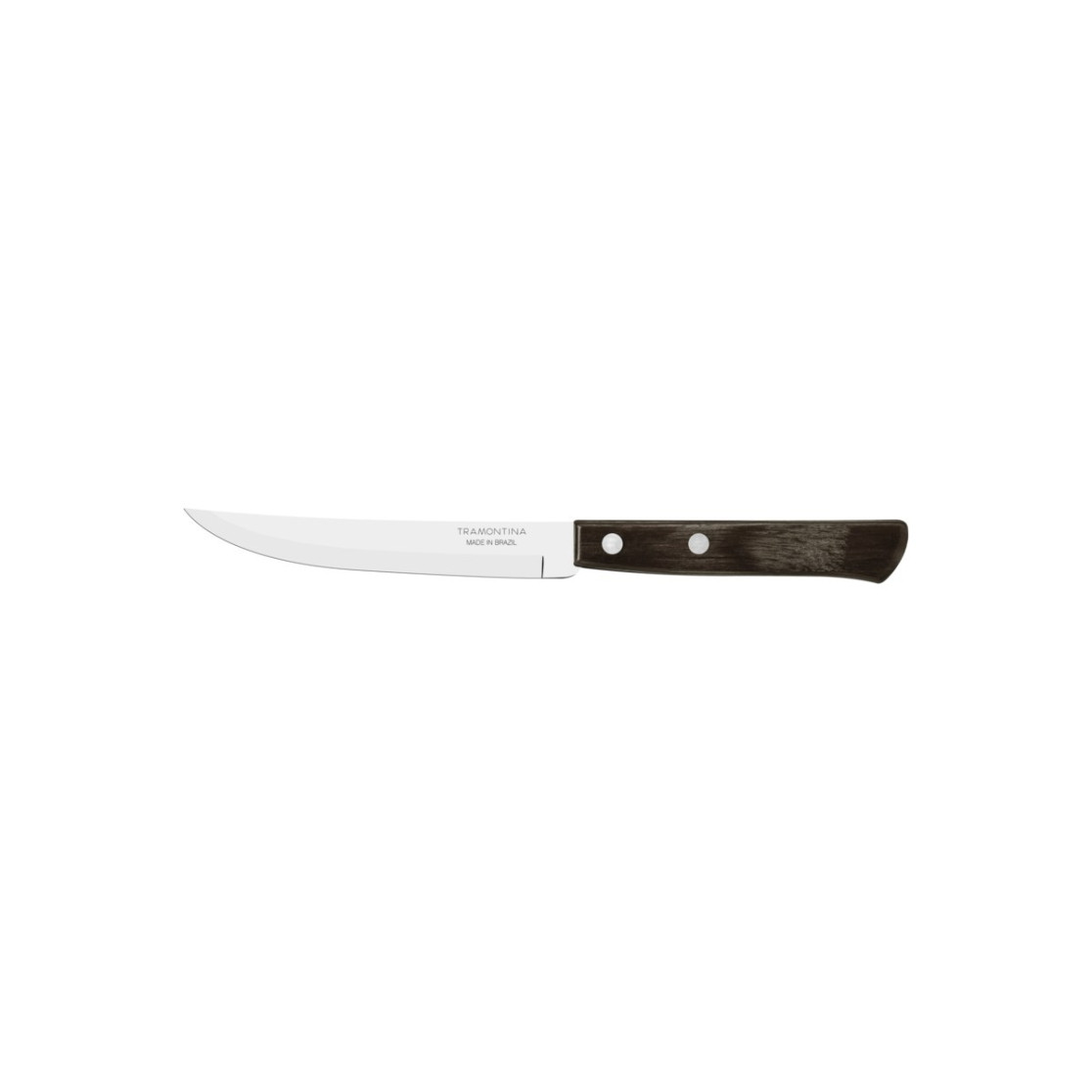 Faca para Churrasco Tramontina com Lâmina em Aço com Fio Liso e Cabo de Madeira Tratada Polywood Castanho 5 polegada