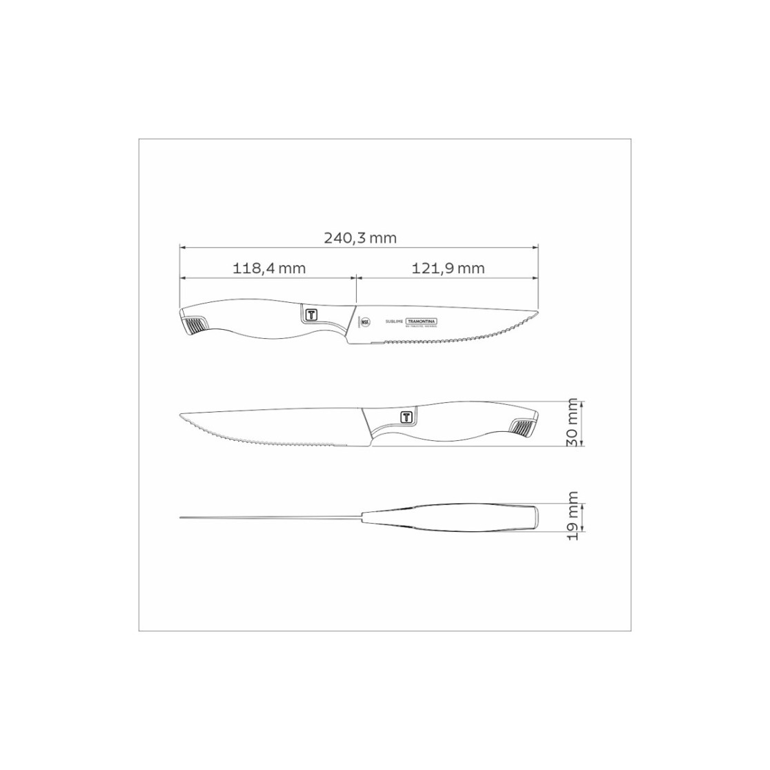 Faca para Churrasco e Frutas Tramontina Sublime em Aço Inox 5 polegada