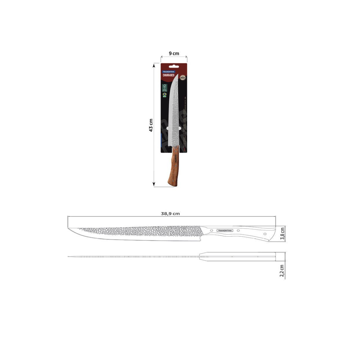 Faca Butcher Tramontina Nômade com Lâmina em Aço Inox e Cabo de Madeira 10 polegada
