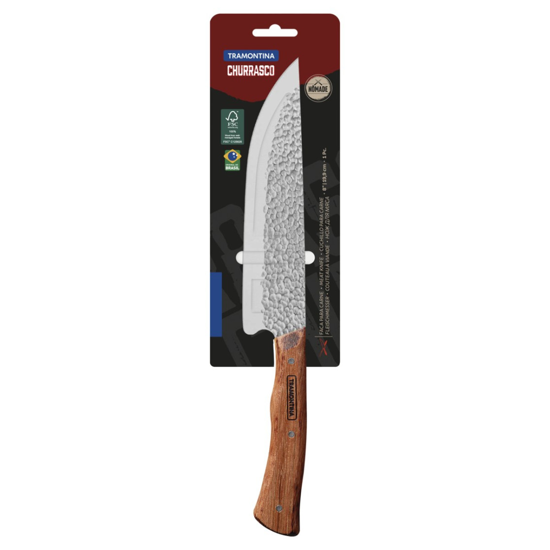 Faca para Carne Tramontina Nômade com Lâmina em Aço Inox e Cabo de Madeira 8 polegada