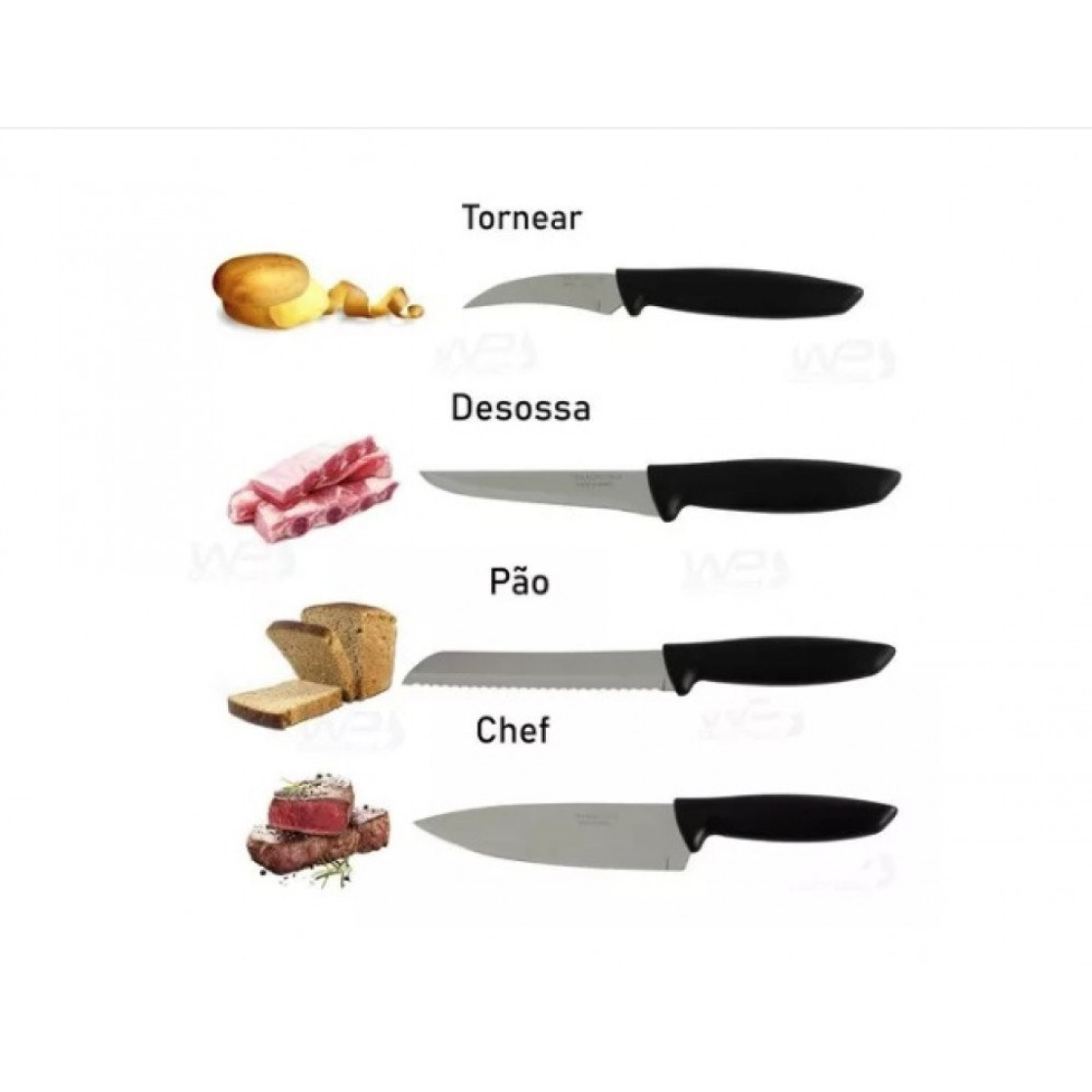 Kit com 10 Jogos De Facas 9 Peças Preto Tramontina Plenus