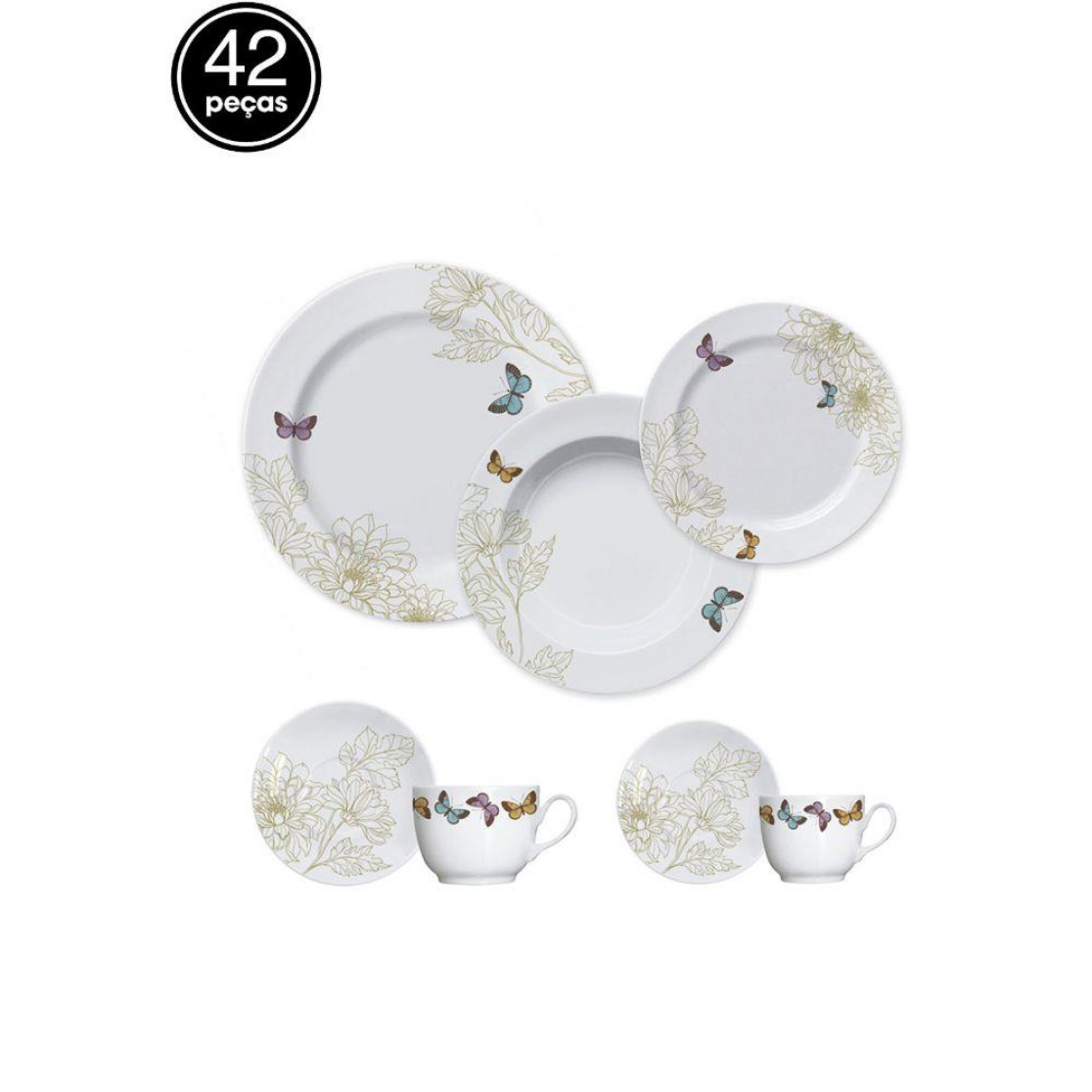 Aparelho de Jantar 42 Peças Borboleta Germer 