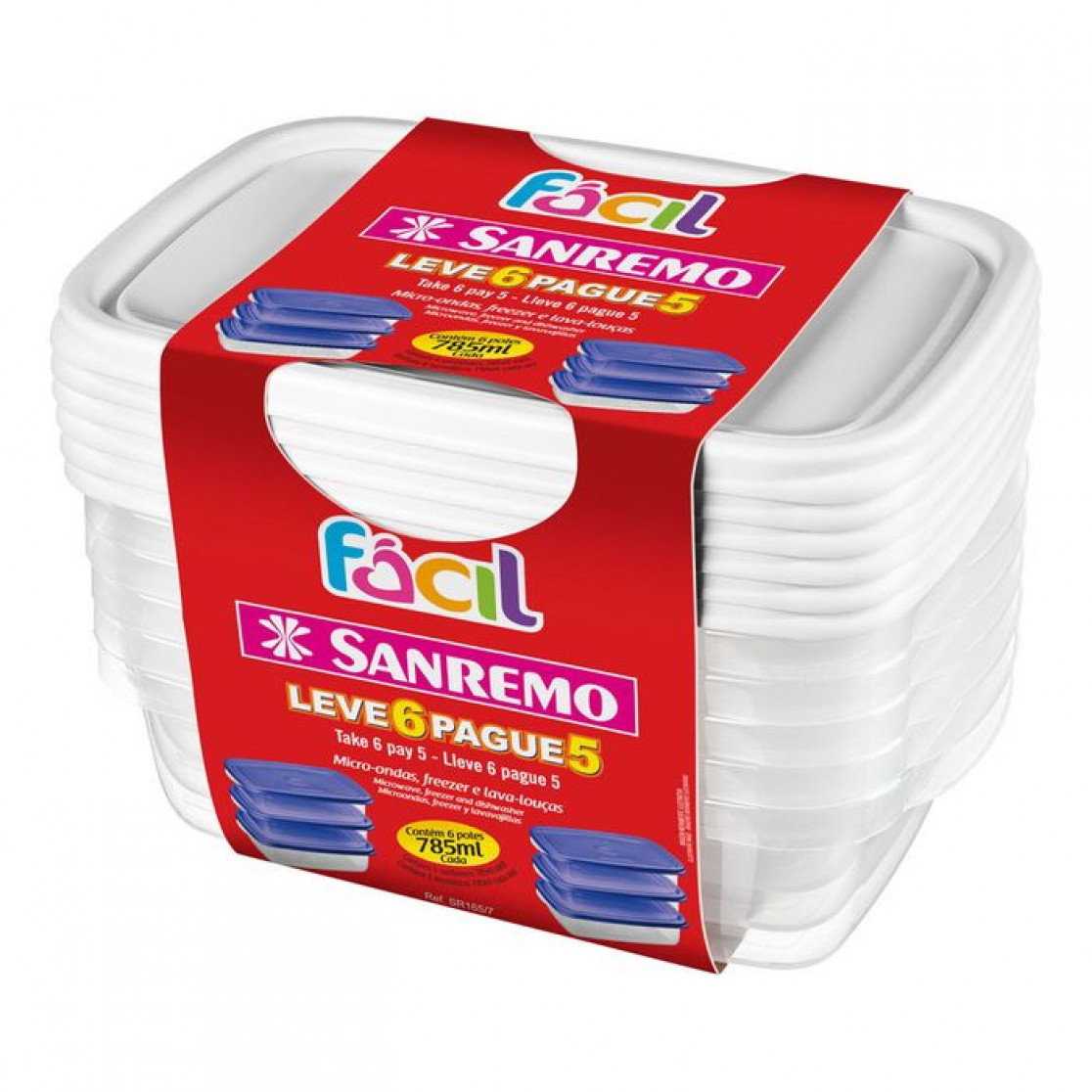 Conjunto 6 Potes Plásticos - Sanremo