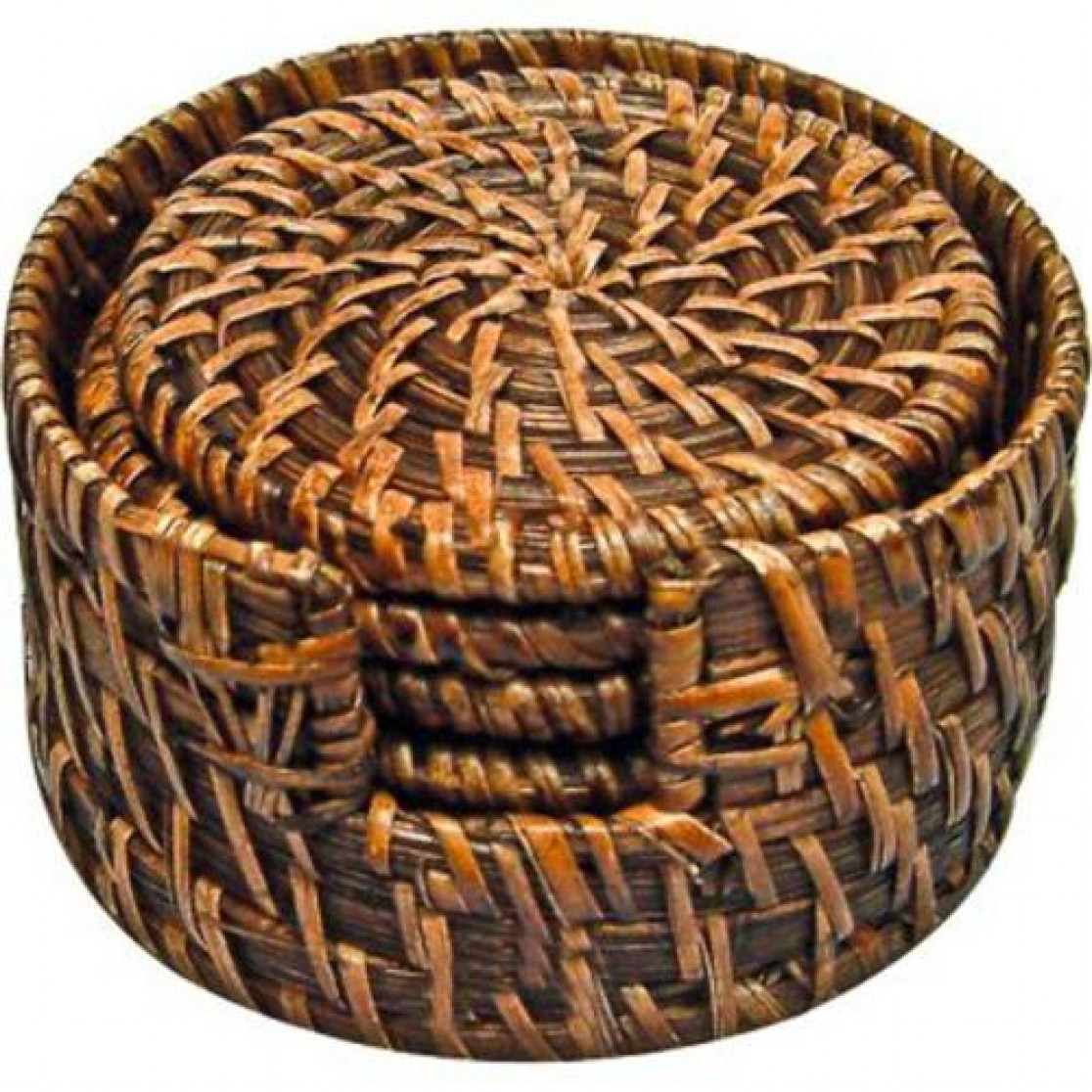 Porta Copos Bambu e Rattan Redondo - Mimo