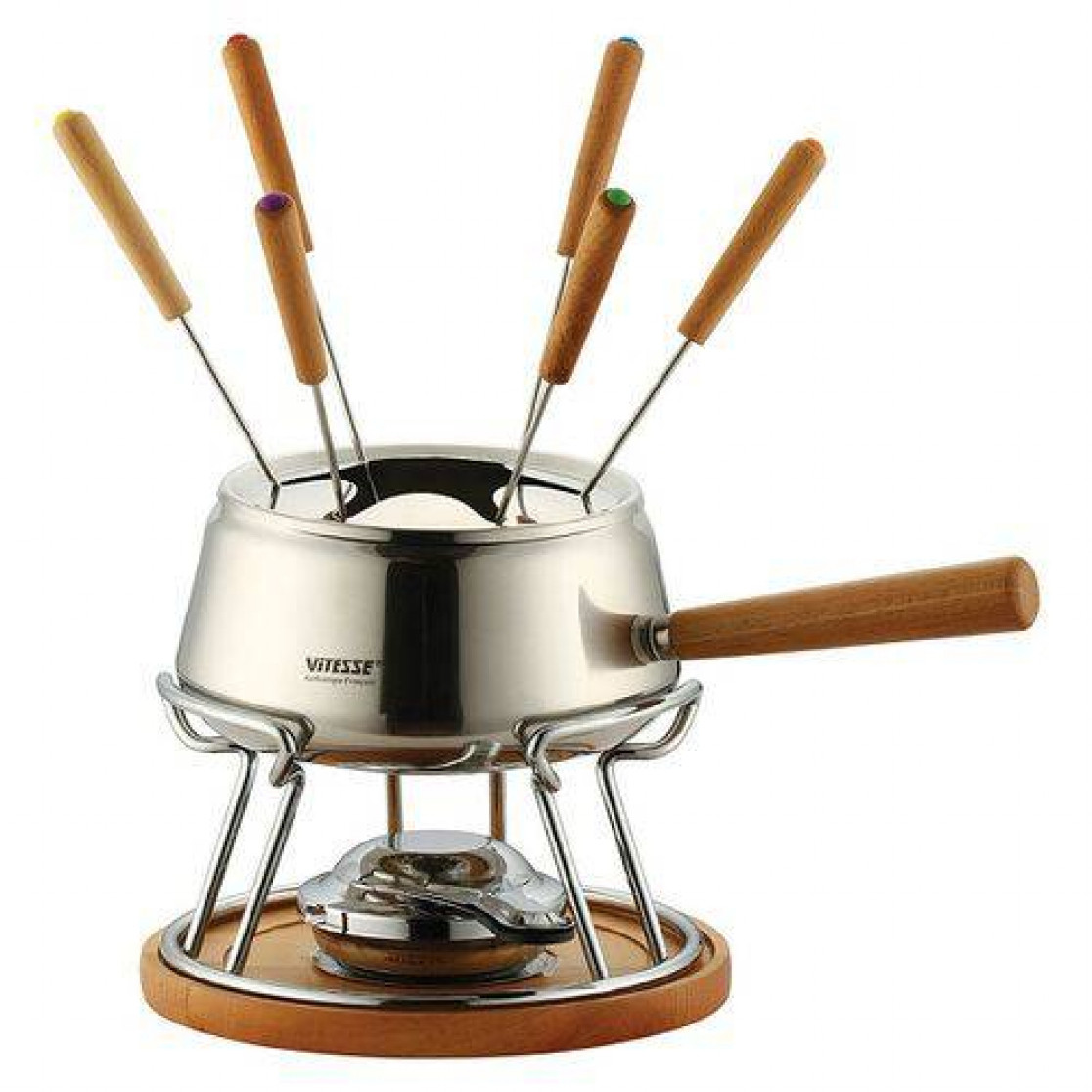 Jogo De Fondue Inox E Madeira 11 Peças - Home&co 