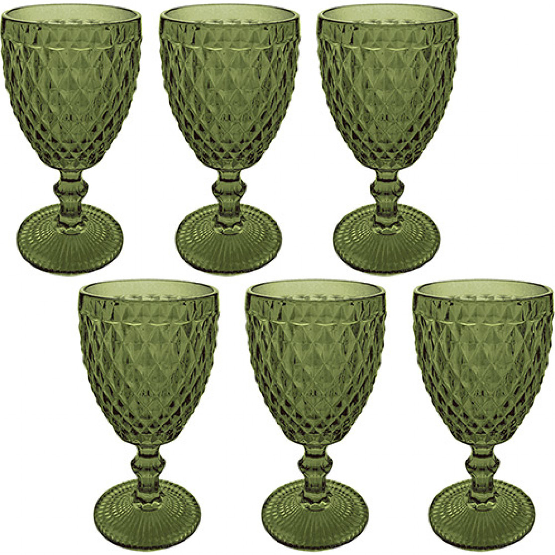 Jogo de 6 Taças  Bico de Abacaxi Verde Verre  - Mimo Style 