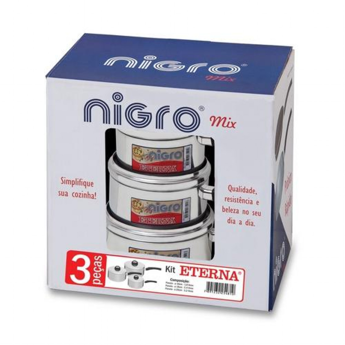 Kit Panela Eterna Polida 3 Peças - Nigro