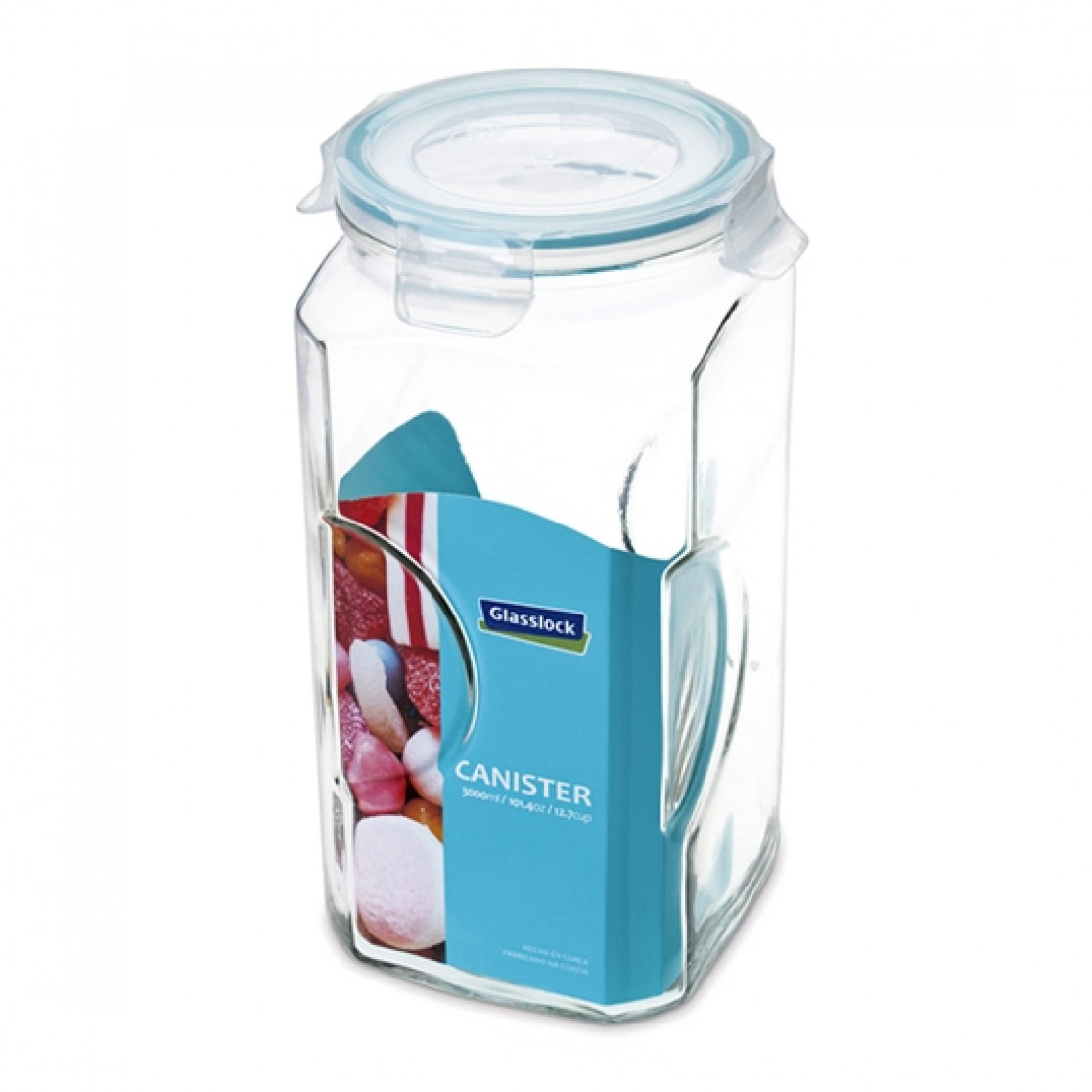 Pote Hermético 3L Transparente e Verde-Glasslock